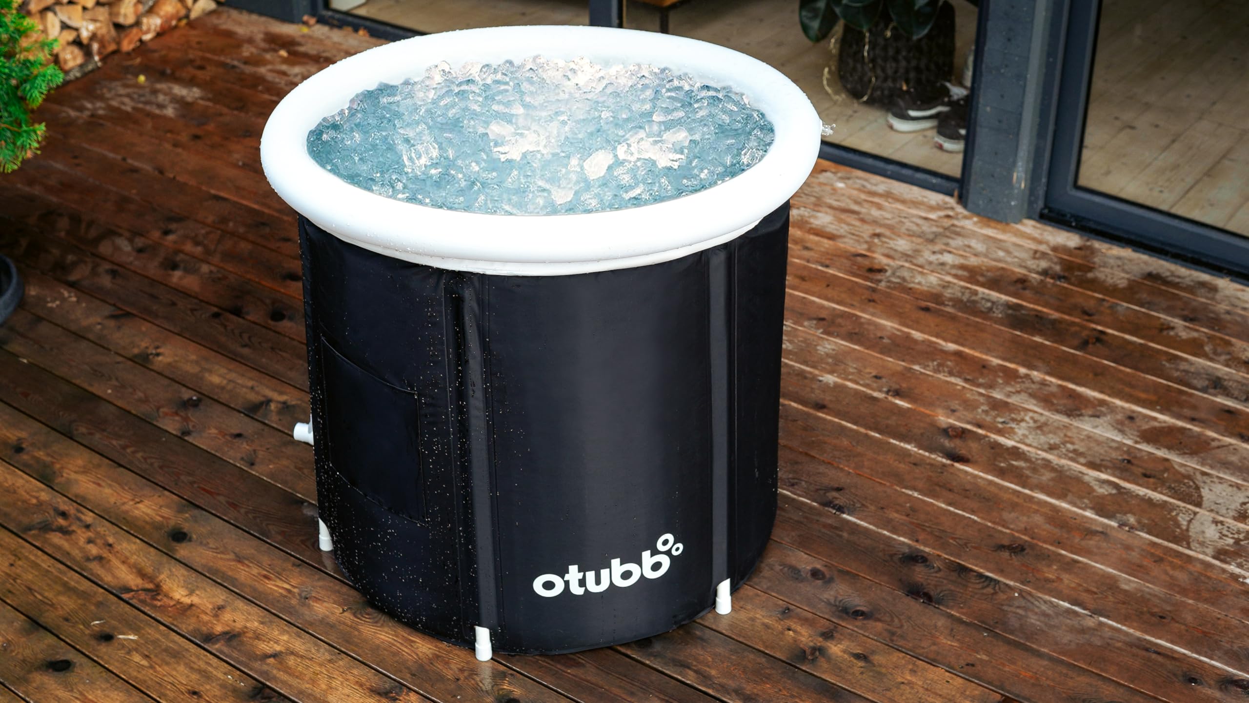 Baño de hielo de 75 cm de diámetro, bañera plegable hinchable, bañera de asiento para exteriores para adultos para jardín o ducha, bañera móvil de plástico, bañera de plástico, color negro