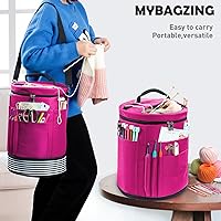 Vista 5 de Organizador de almacenamiento de hilo expandible, bolsa de ganchillo y bolsa de hilo con cierre de cremallera, soporte de hilo para ganchillo