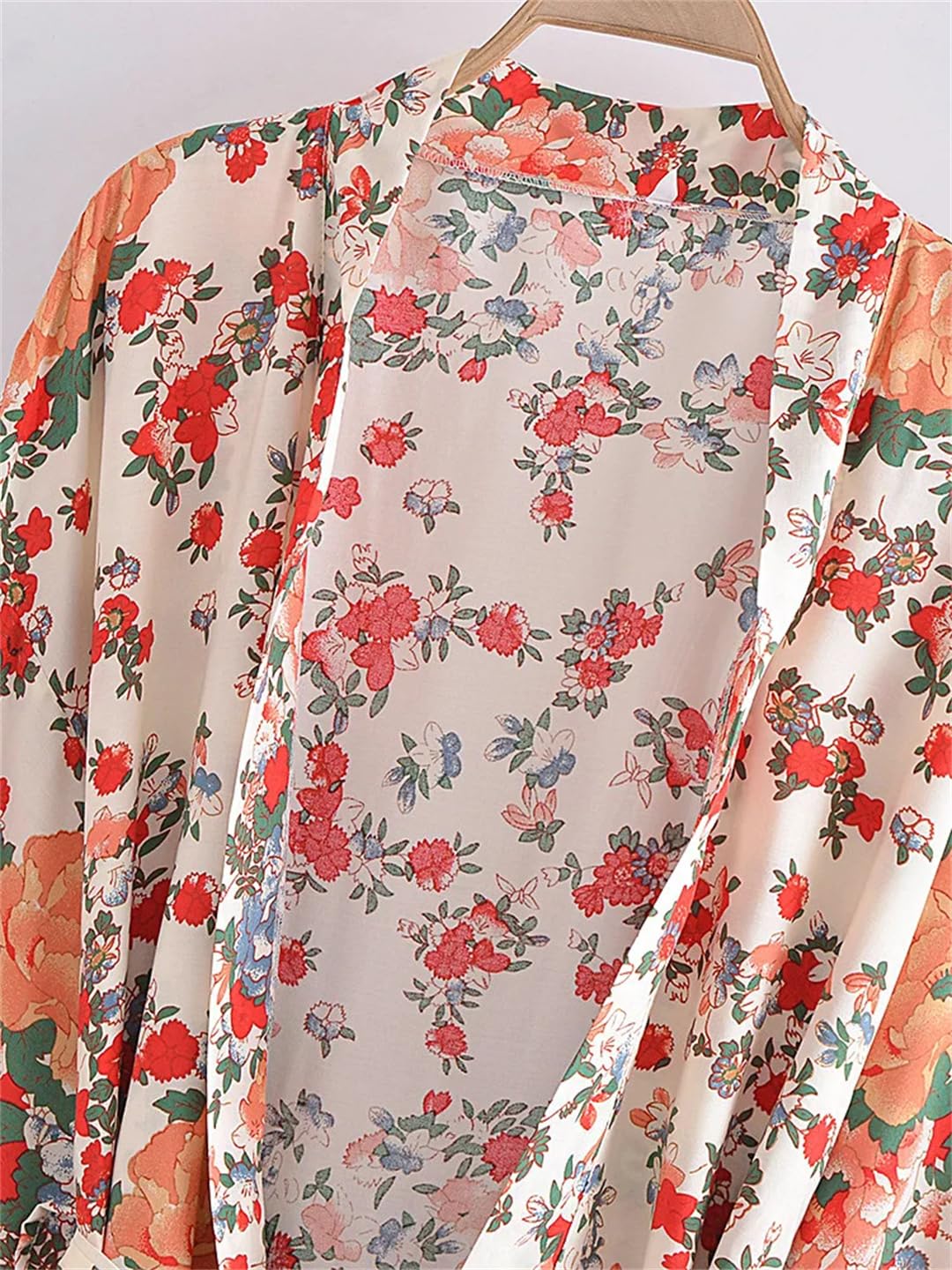 Stampa Floreale Fusciacche Bohemian Kimono Per Le Donne Maniche A Pipistrello Breve Robe Bikini Cover-up
