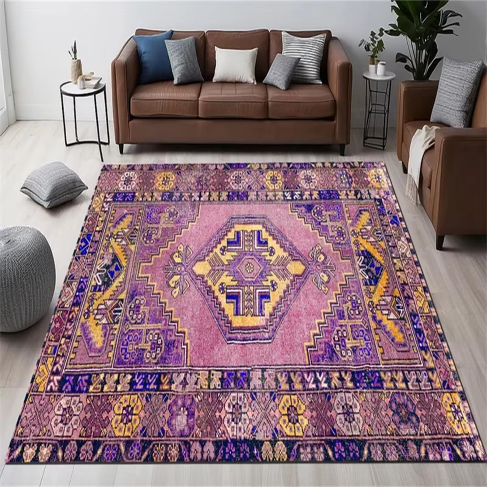 Tapis de salon violet de collection turque et doux pour salle à manger 70x120 cm