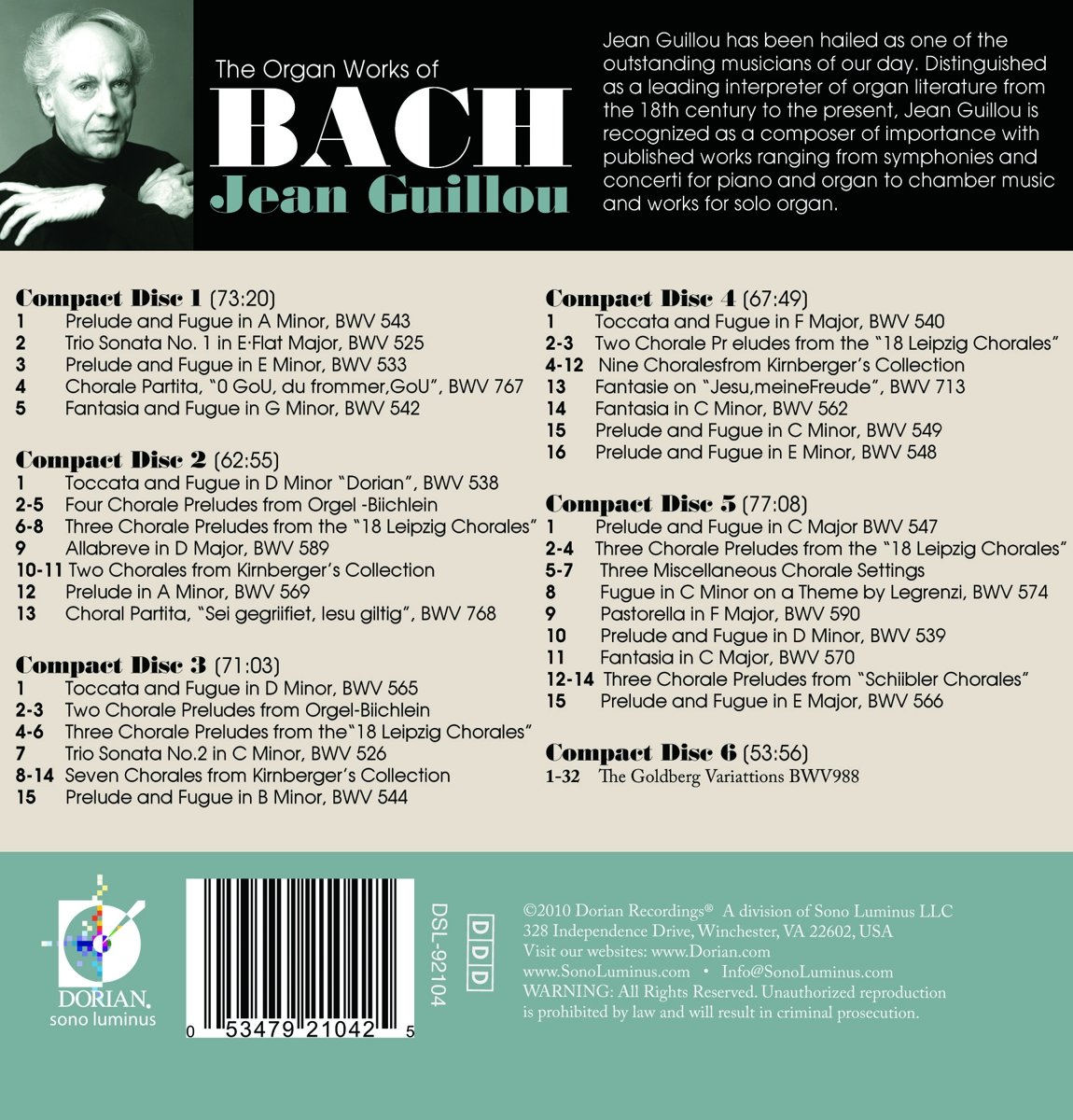 Organ Works Of Bach
