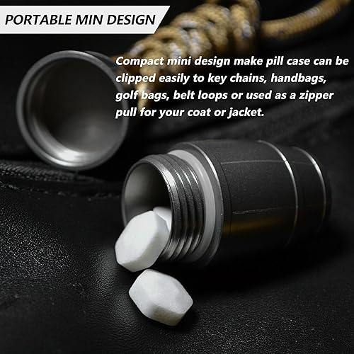 Miniatura 5 de Recipiente de píldoras impermeable, barril de aleación de titanio, silos, caja organizadora de píldoras, caja EDC para viajes al aire libre, equipo