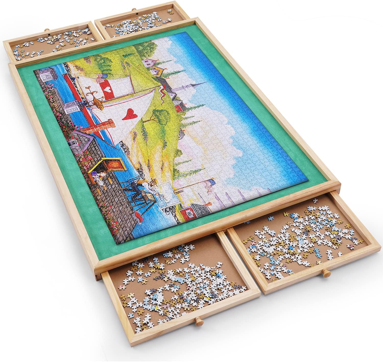 Redipo 1500 Pieces Wooden Jigsaw Puzzle Board with 4 Drawers for Storing Puzzles, 26” x 35