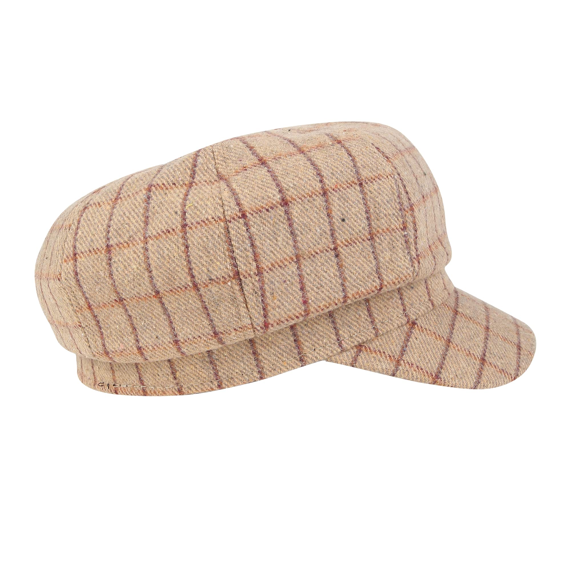 iSWEVEN French Beret Cap All Season Unisex Artist Newsboy Hats, Ascot Cotton British Style Adjustable Women's Caps, WBC8111B (Light Brown, Free Size) - Image 2 thumbnail