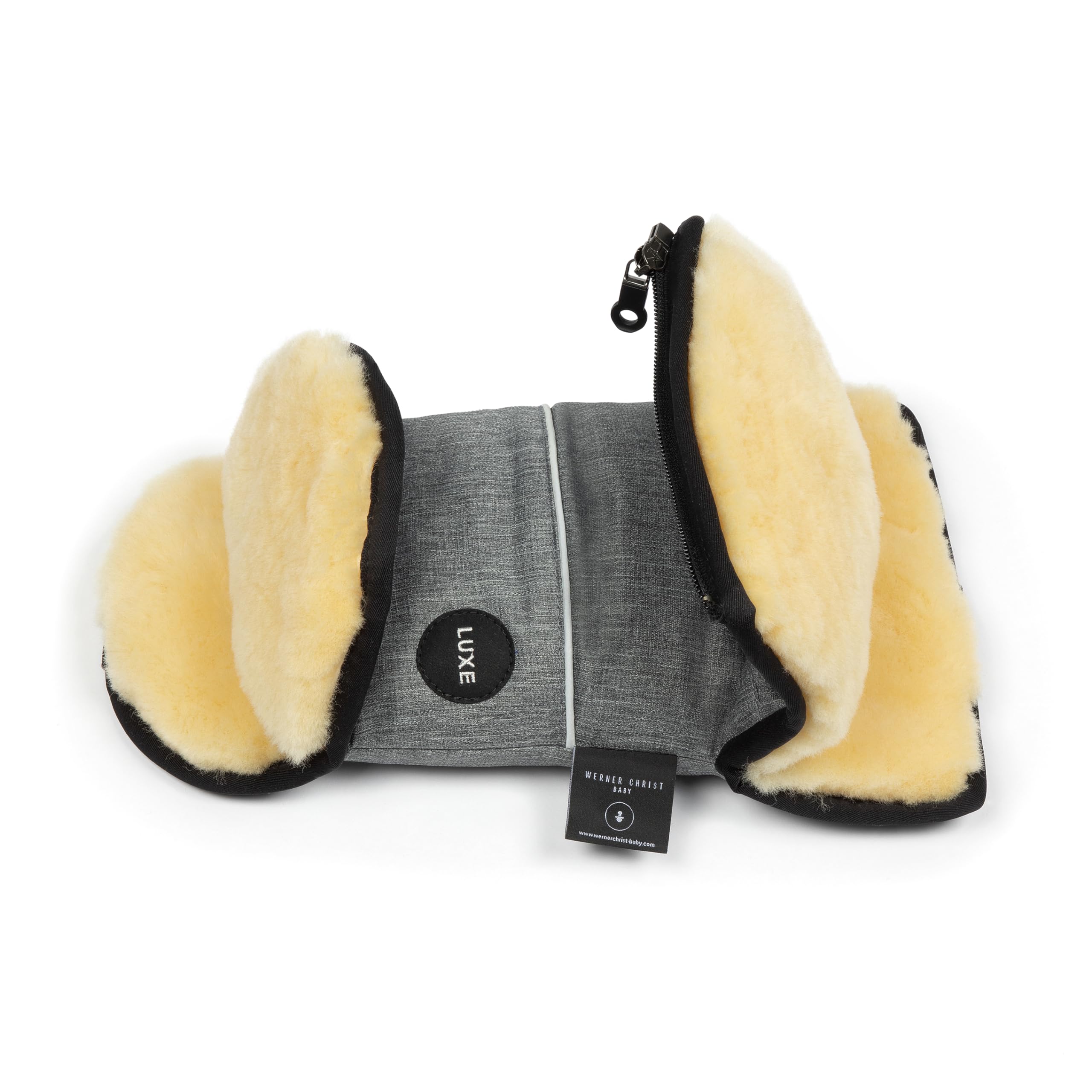 Lammfell Handwärmer von WERNER CHRIST BABY – GLOVY LUXE Handschuhe sind der ideale Kinderwagen-Muff aus medizinischem Fell, warmer universaler und wasserabweisender Handmuff, in Grigio (grau)