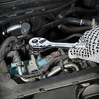 Vista 7 de DURATECH Trinquete de 3 piezas, 1/4 pulgadas, 3/8 pulgadas, 1/2 pulgada 90 dientes de liberación rápida, reversible, hecho en Cr-V, pulido completo