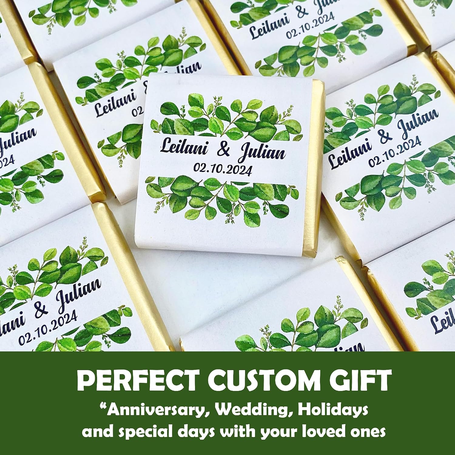 Set of 50 Personalized Wedding Chocolate, Custom Chocolate Wedding Favors for Guests, Customizable Wedding Gift, Unique Design for Wedding, Bridesmaid Favors