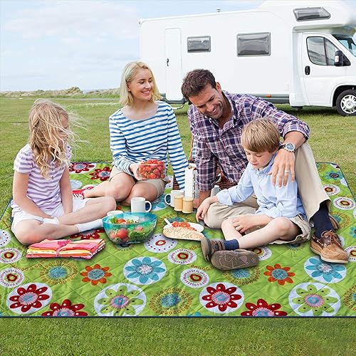 Miniatura 7 de Bertte Manta de picnic al aire libre, manta de playa extragrande, plegable, ligera, impermeable, sin arena, tapete de juego para niños (79 x 59