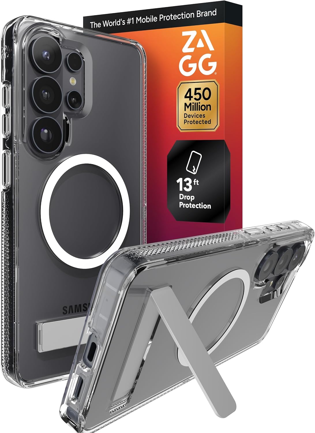 ZAGG Crystal Palace Samsung Galaxy S24 Ultra Case with Kickstand - Ultra-Slim, Graphene-Enhanced, Crystal Clear Protection, 13ft Drop Resistant, Eco-Friendly, Clear