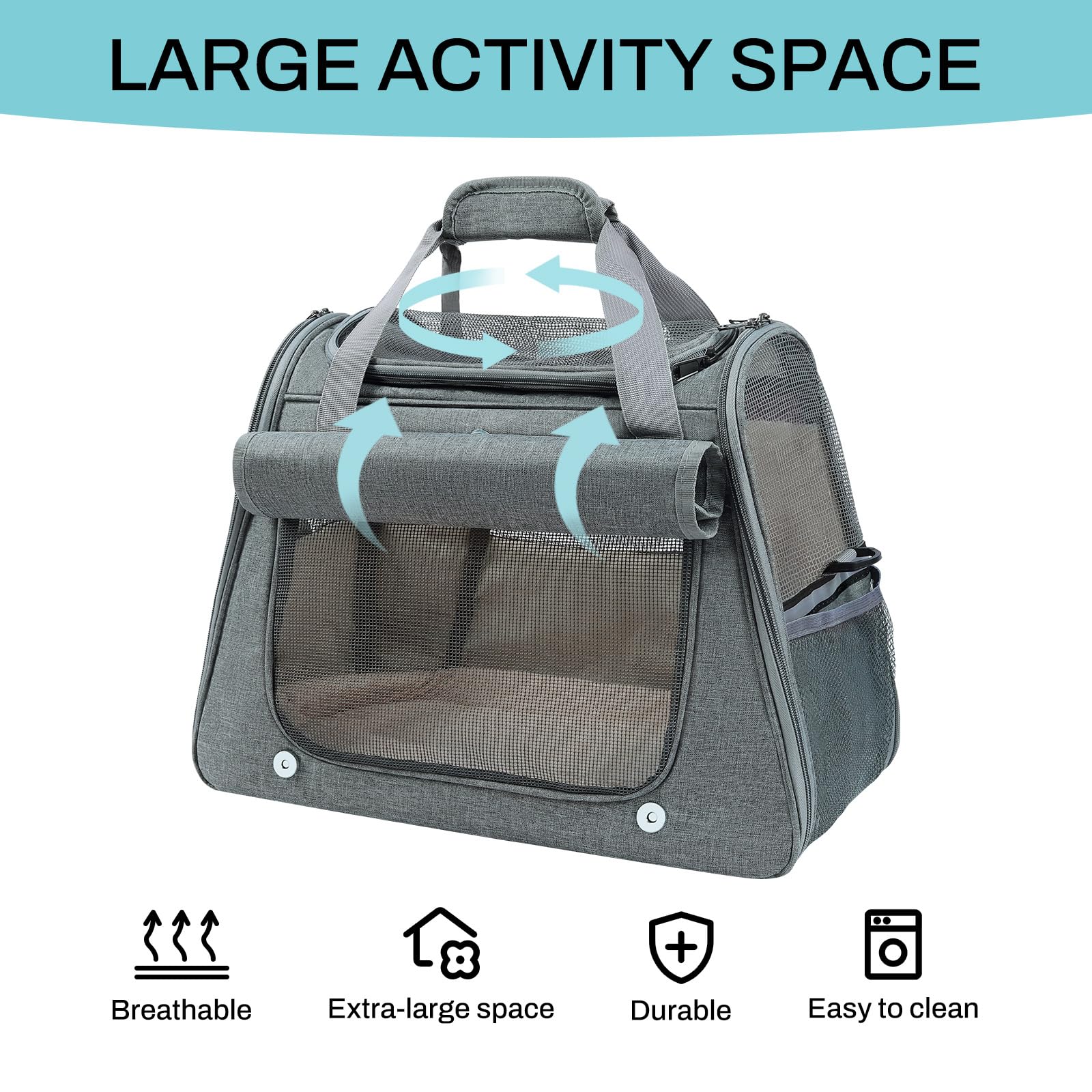 YooxArmor Torba transportowa dla kotów i małych psów, składana, do podróży i samochodu, 45 x 25 x 34 cm, przenośna torba dla psów, do 9 kg