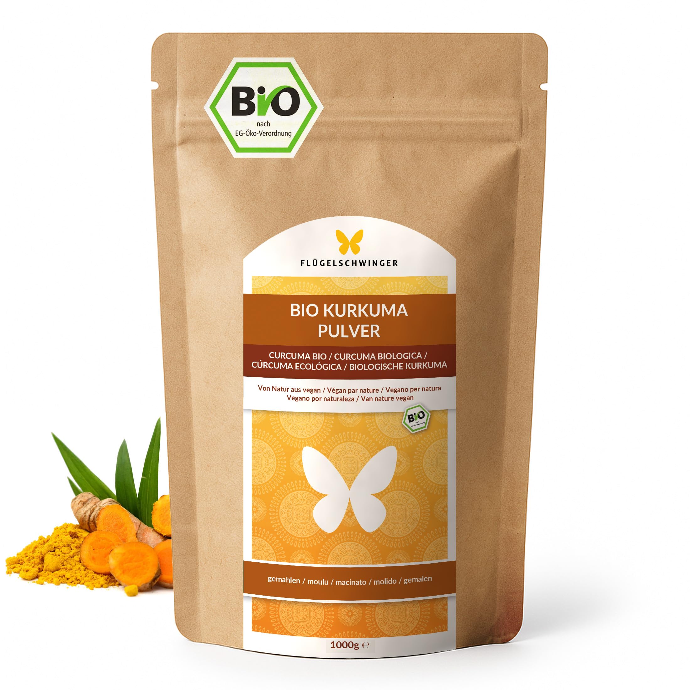 1kg BIO Kurkuma Pulver, nach EU-ÖKO-Standard kultiviert und hergestellt, ohne Zusätze (1000g)