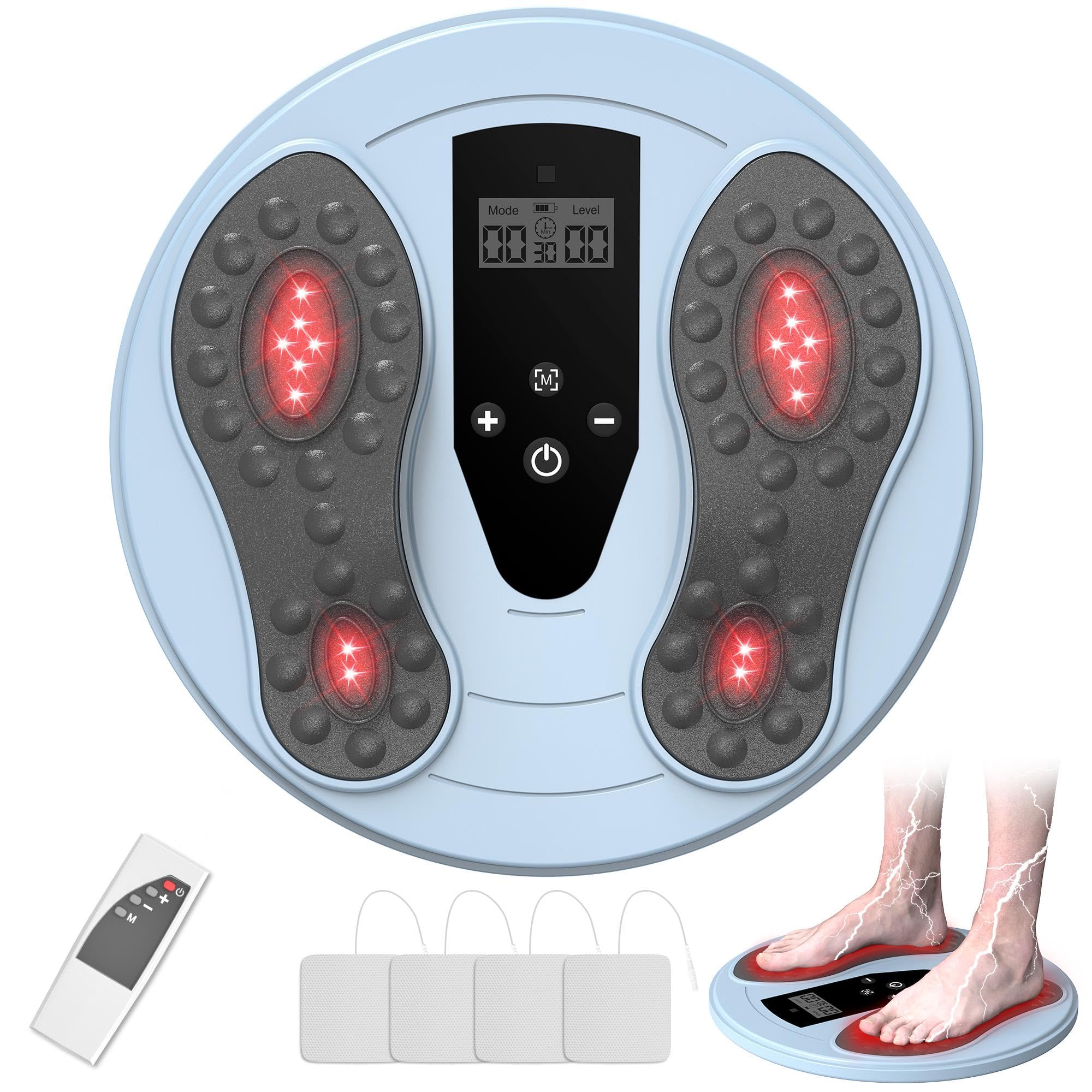 Stimulateur Circulatoire Rechargeable, Circulation Sanguine Jambes, Thérapie par lumière rouge + EMS + TENS, Double effet stimulant sur la circulation sanguine et apaisant sur la douleur