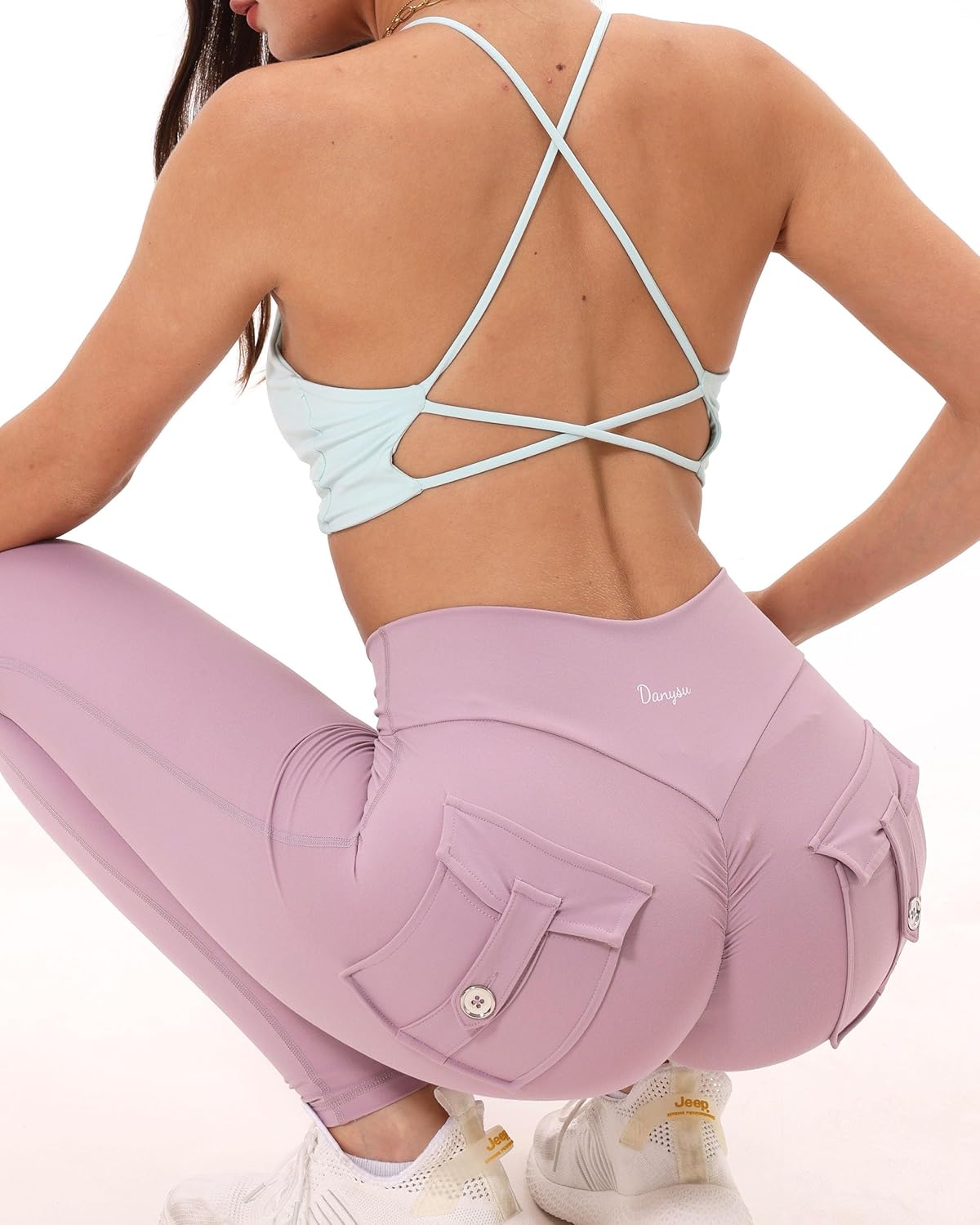 Danysu Cargo Leggings for Women with Pockets V Waist Butt Lifting Workout Gym Leggin Soft - Image 7
