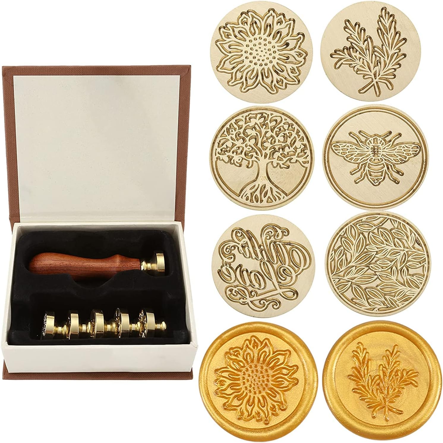 JAFFIUST Elite Brass Retro Alphabet Initials Wax Sealing Stamp 26 Letters A Z Wax Seal Stamp With 2 Pcs Wooden Handle For Post Decoration Diy Card Making Golden