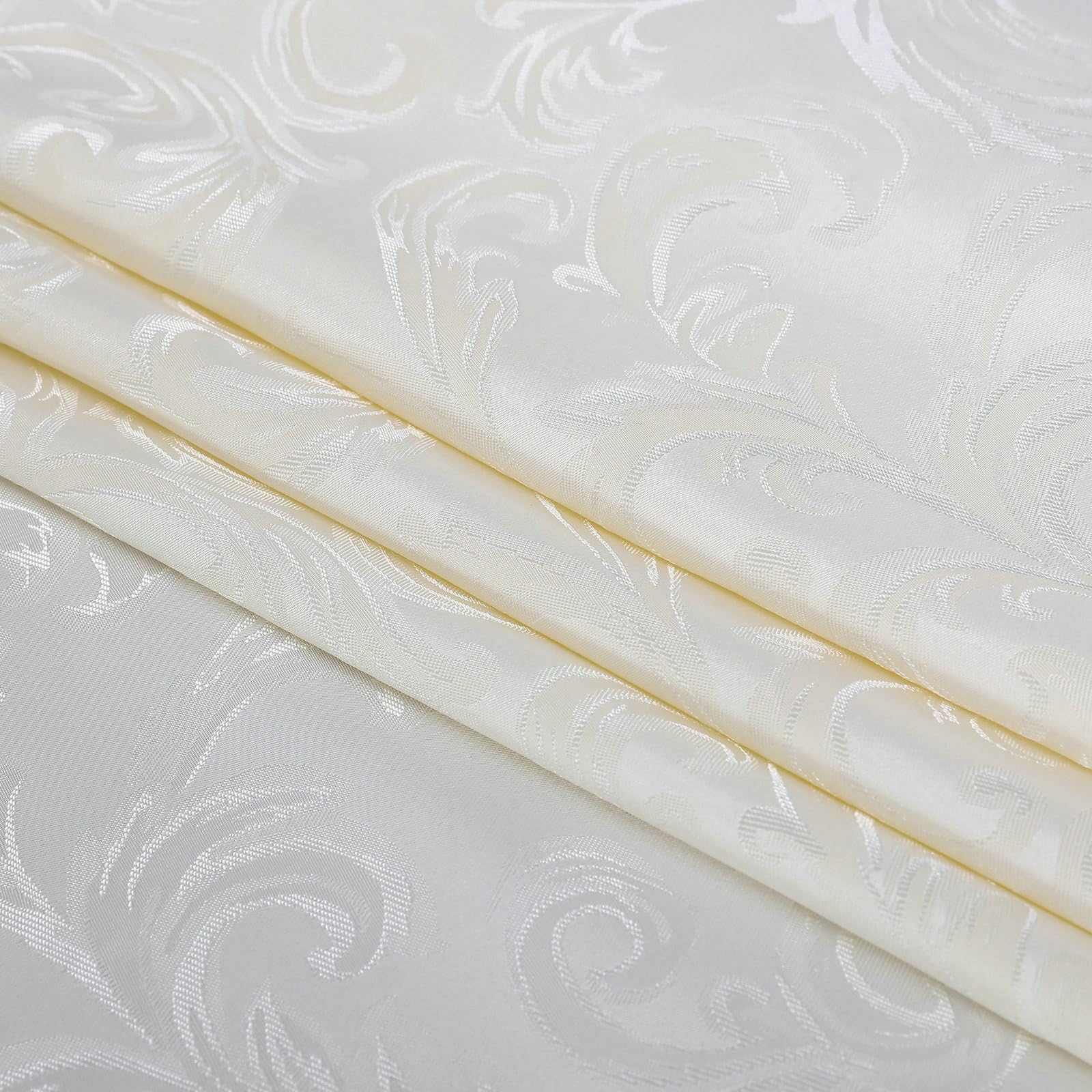Tovaglia rotonda in velluto jacquard, motivo floreale, beige, 200 cm