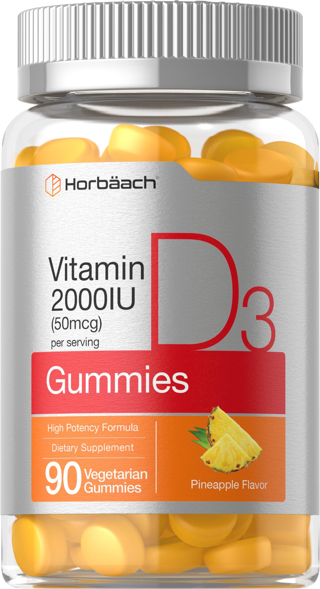 Horbäach Vitamin D3 2000 IU Gummies | 90 Count | Vegetarian