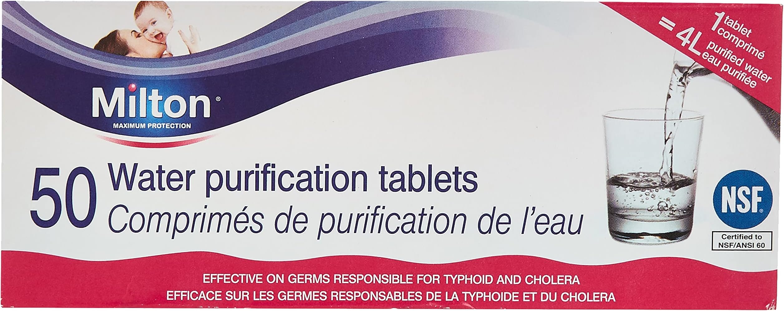 Milton Premium Water Purification Tablets-50 Pcs Portable Drinking Water Treatment |Water Cleaning |Travel Camping |Babies|Water Purifier|Kills 99.9% Germs
