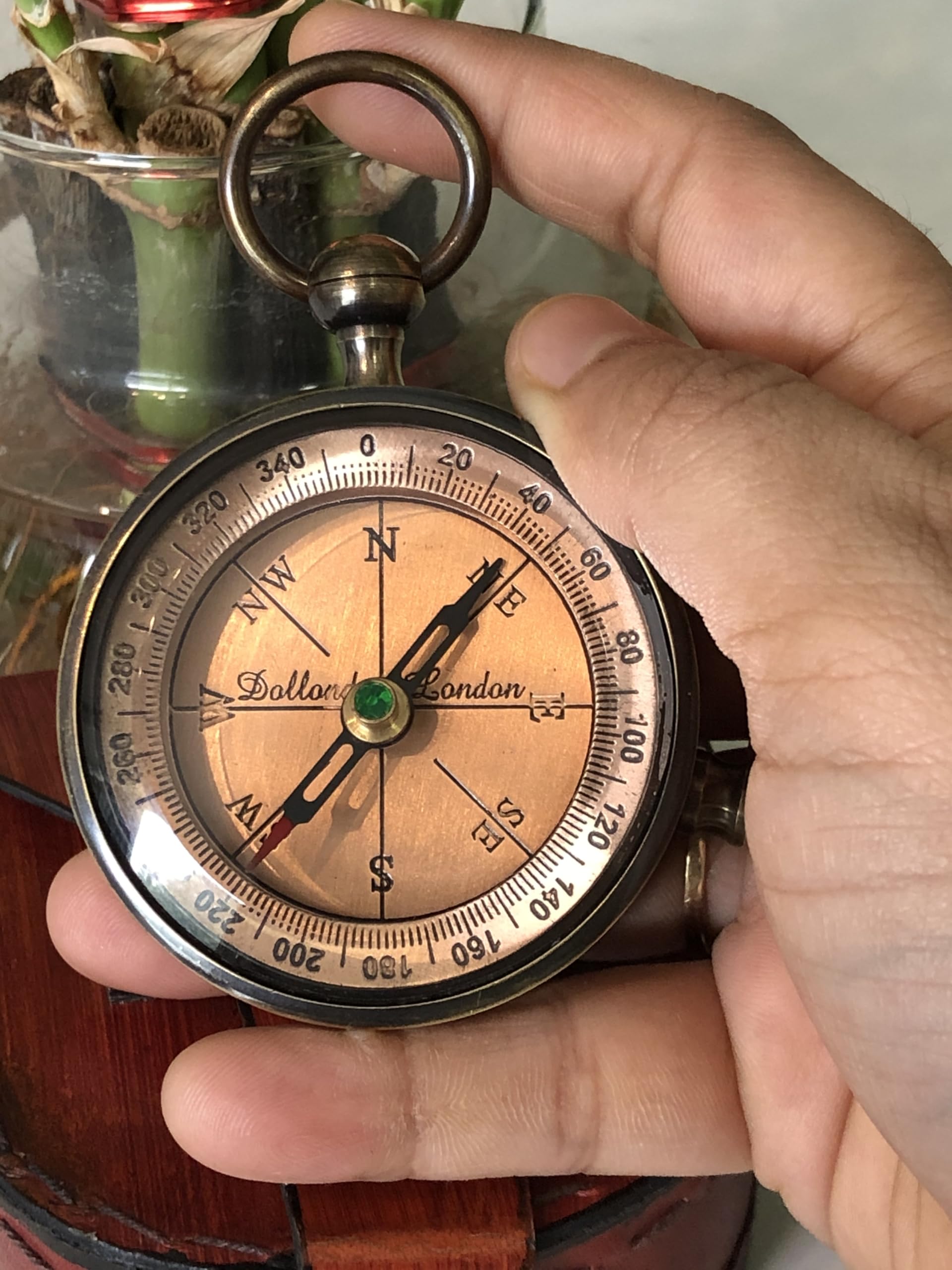 IOTC ARMOURY Nautical Brass Antique Sundial Vintage Pocket Dollond London Solid Compass Best Collective Gift Item Bithday Gift, gold