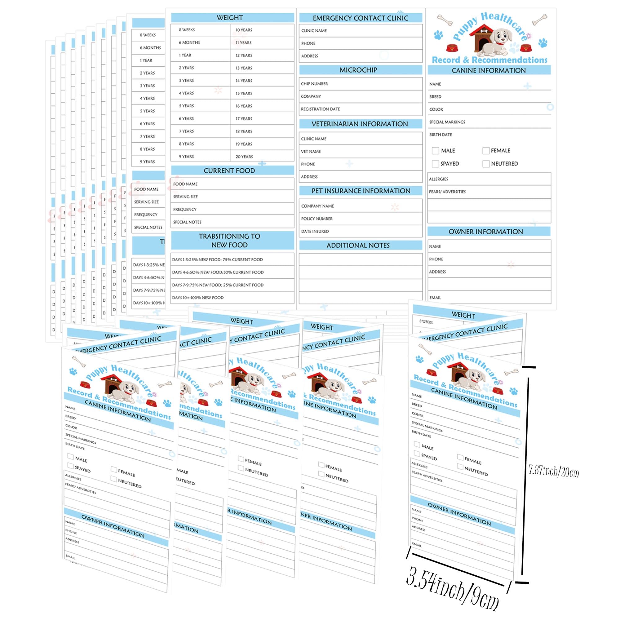 Pop Resin 8.3 x 11 Inch 25 Pack Dog Record Cards Puppy and Canine - Puppy Record Cards for Doggy Medical Care - Image 2