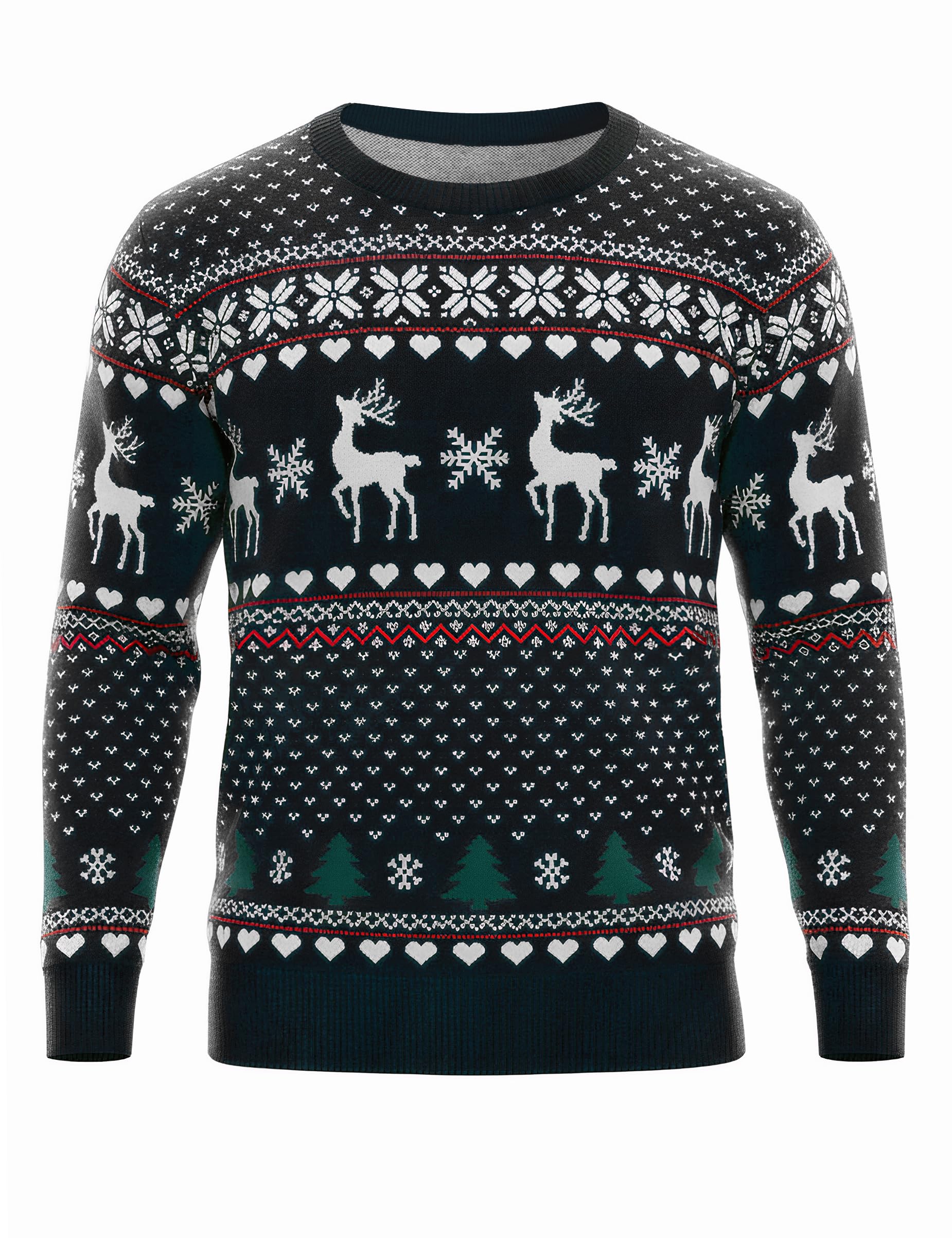Bresdk Weihnachtspullover Herren Weihnachtspulli Hässlich Ugly Christmas Sweater Rundhals Pullover Langarm Winter