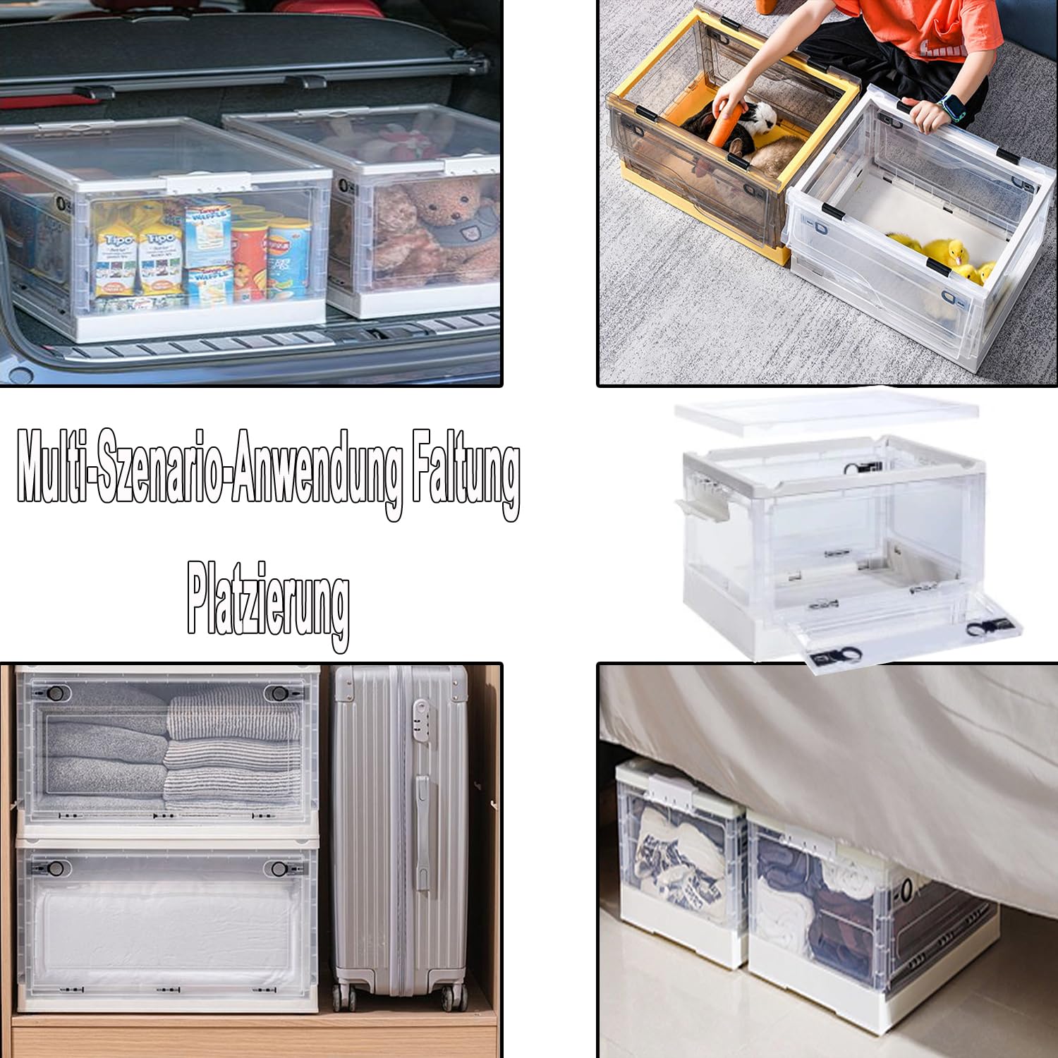 Hooha 56L Robuste Aufbewahrungsboxen Transparenter Organizer Box mit Deckel&Rollen 51cm X 36cm X 30cm Kleiderboxen für Kleiderschränke Innen und Außen Gutes Stapelprinzip Aufbewahrung Ordnungssystem