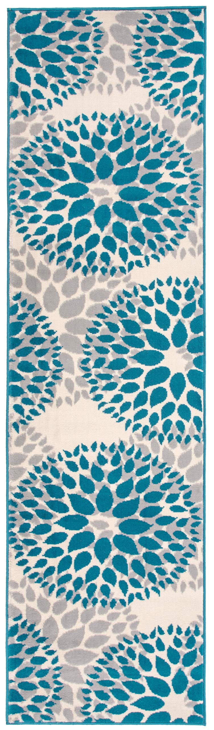 Rugshop Modern Floral Circles Design Easy Cleaning for Living Room,Bedroom,Home Office,Kitchen Non Shedding Area Rug 2' x 7' 2" Blue