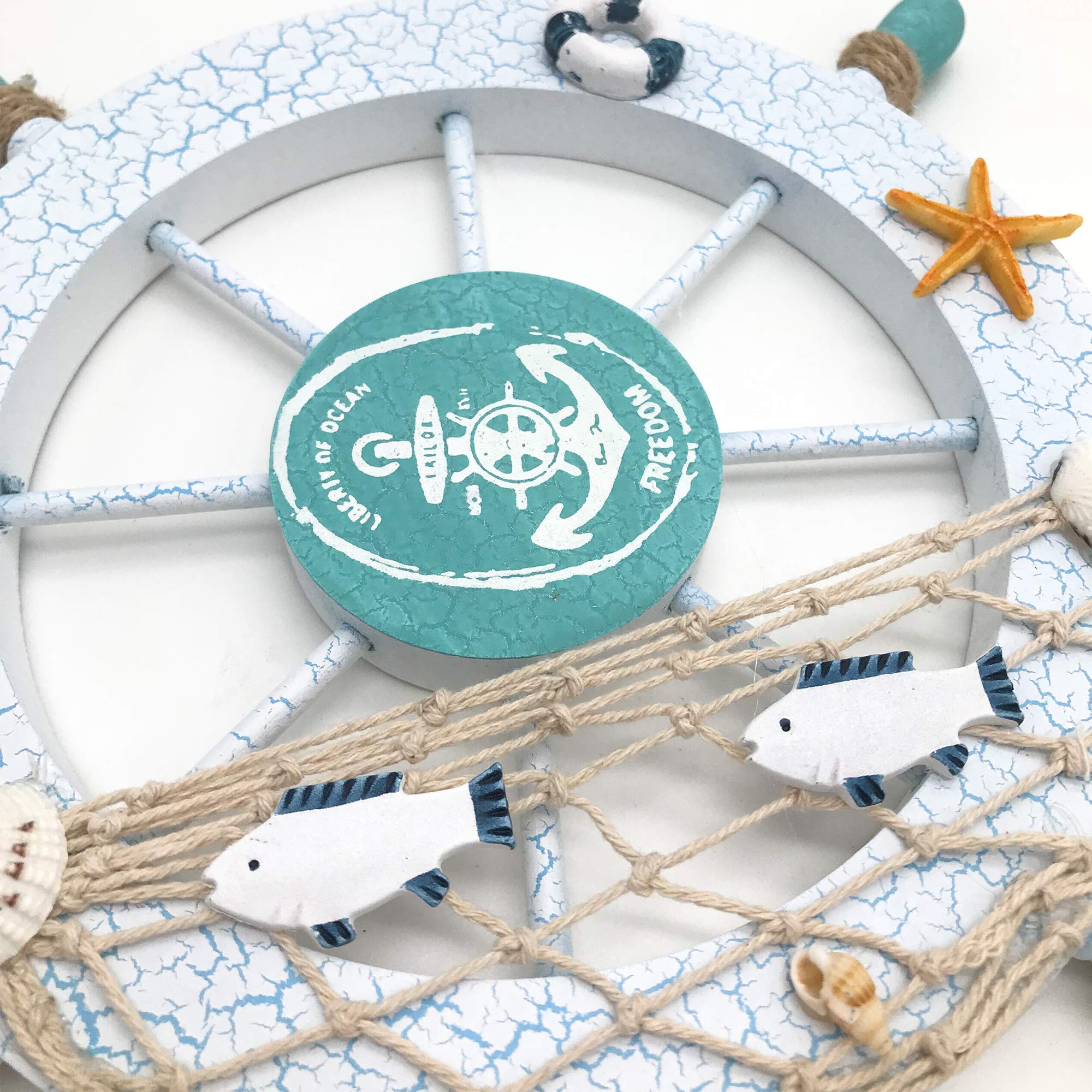 Decorazione Nautica In Legno - Timone E Ancora Per Parete Stile Marino 28cm - Foto 4