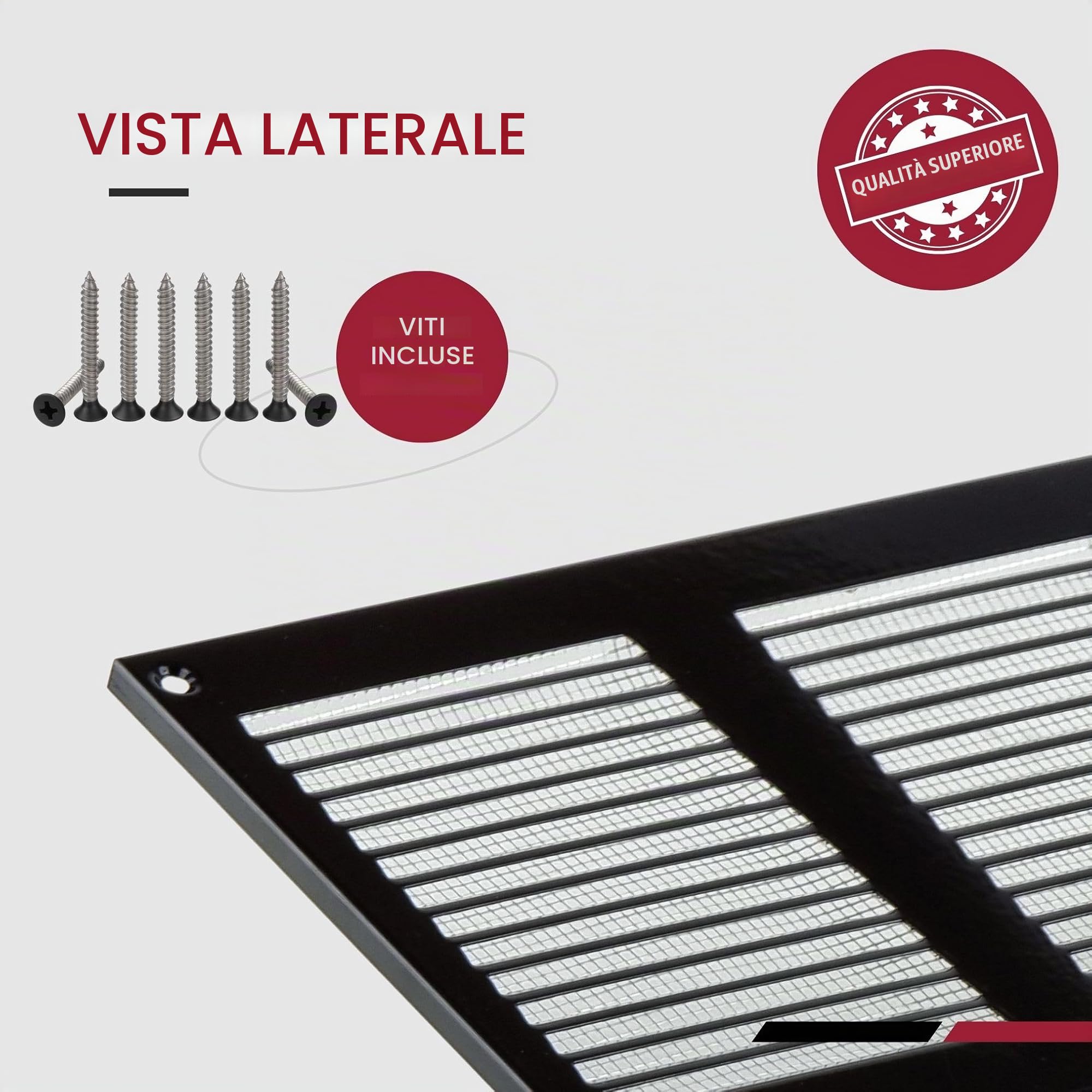 500x300mm Griglie D'Aerazione/Ventilazione in Metallo - Nera Griglia D'aria con Rete Anti Insetti