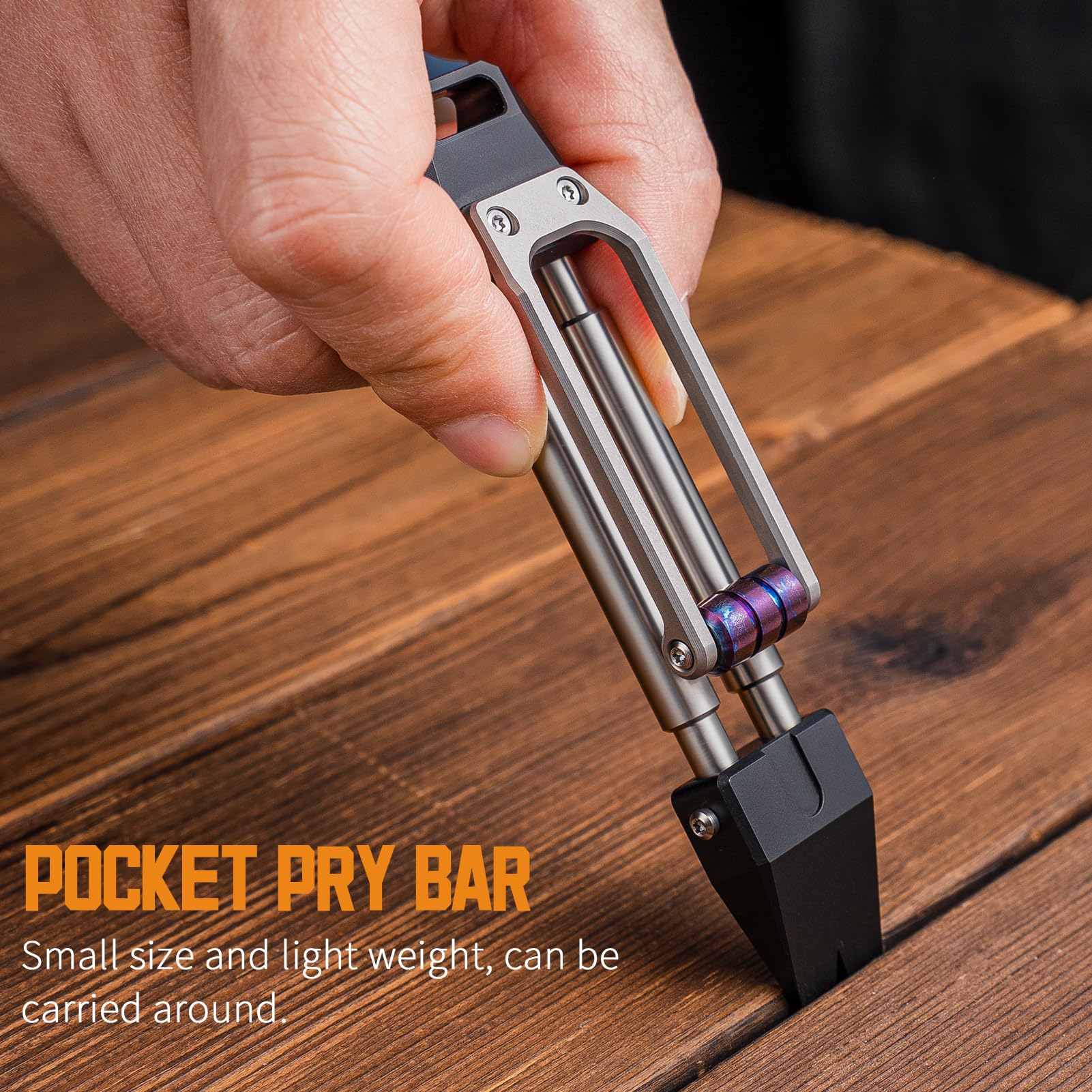 TIMULTI Titanium Pry Bar - Pocket Multitool With Decompression Pulley, Keychain EDC Gadget For Outdoor & Daily Use (Black)