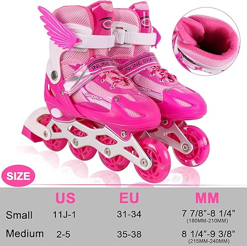 Miniatura 6 de ZALALOVA Patines en línea ajustables para niños patines seguros y duraderos para niñas con patines de malla transpirable con todas las ruedas