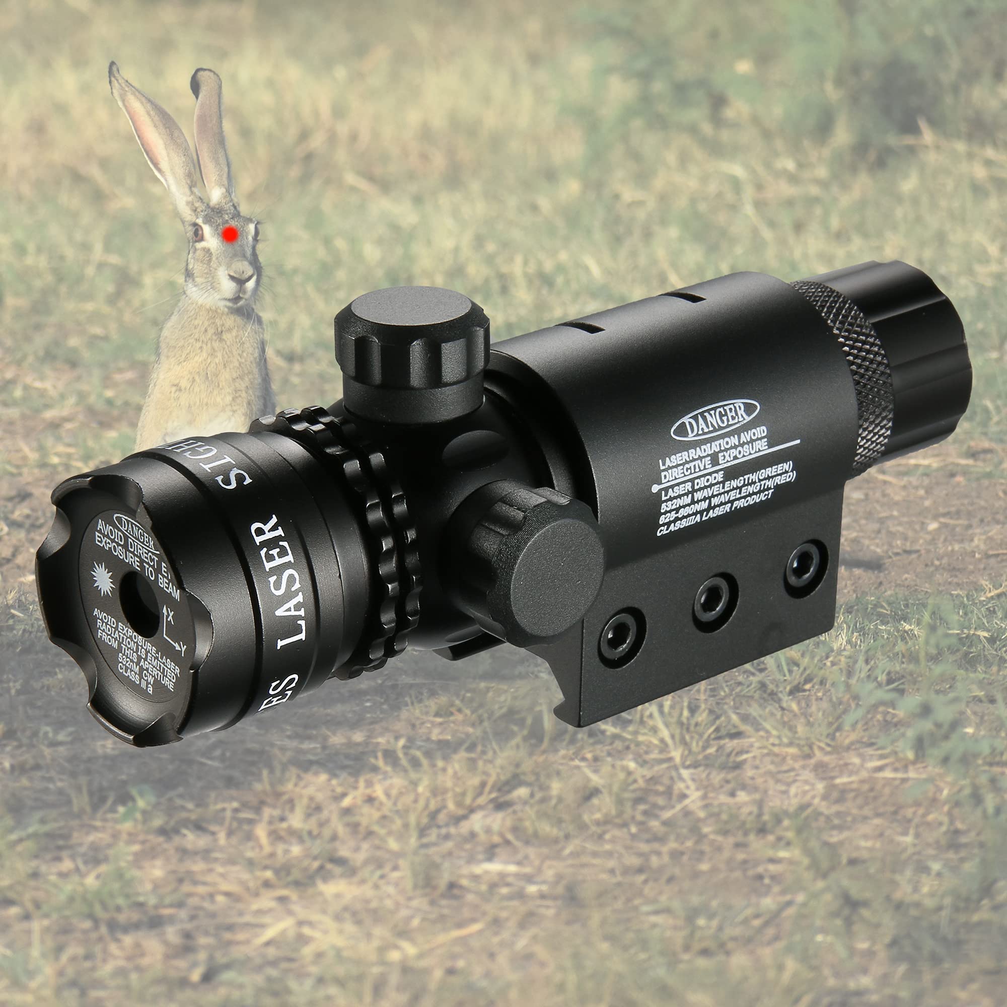 IRON JIA'S Mirino laser Rossi con attacco a rotaia da 20 mm e anello adattatore Puntatore Laser per attacco al cannocchiale da 1", Puntatore Laser per Fucile Pistola Carabina Softair