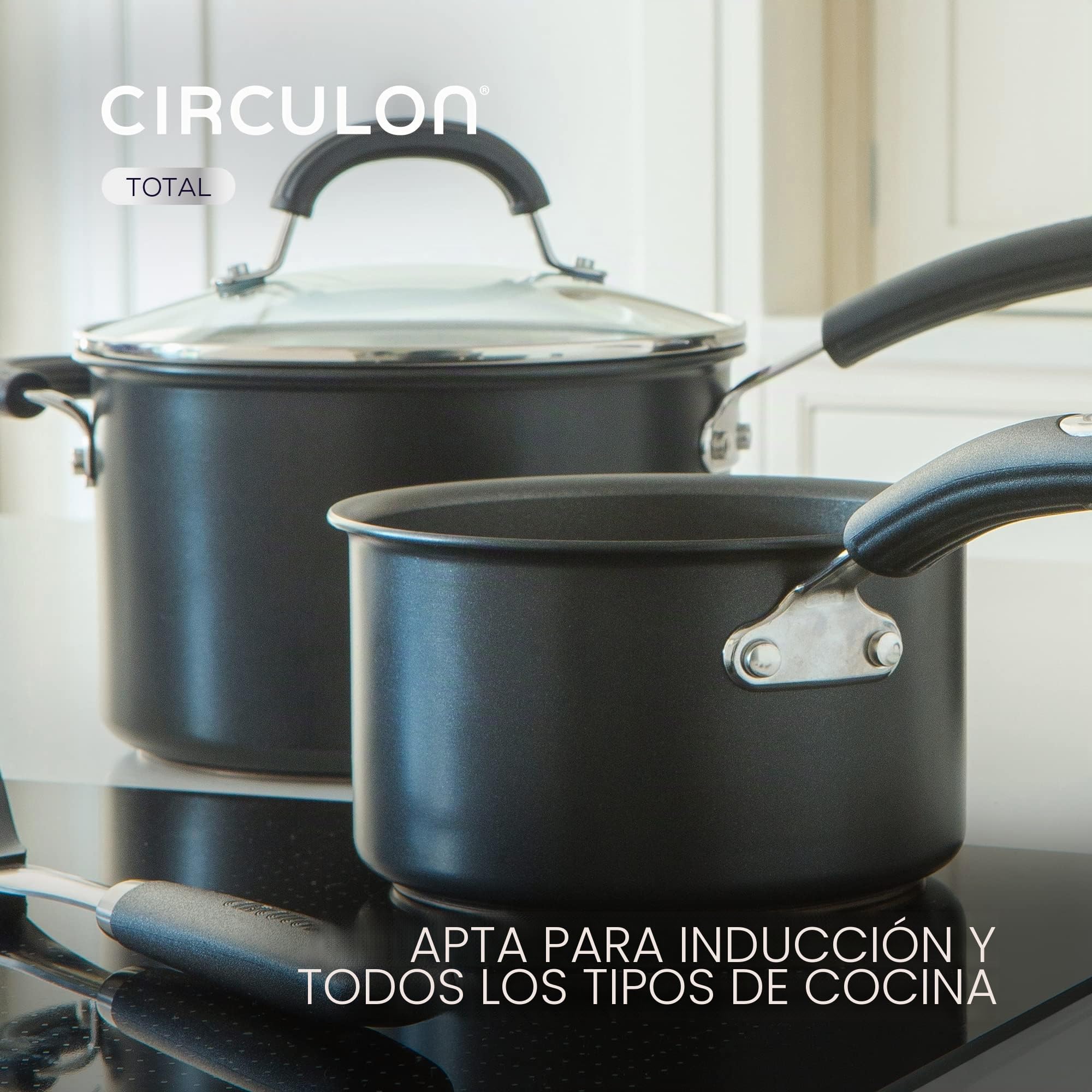 Circulon - Total - Sartén Wok de 30 cm - Antiadherente - Anodizado duro - Inducción - Apto para horno y lavavajillas