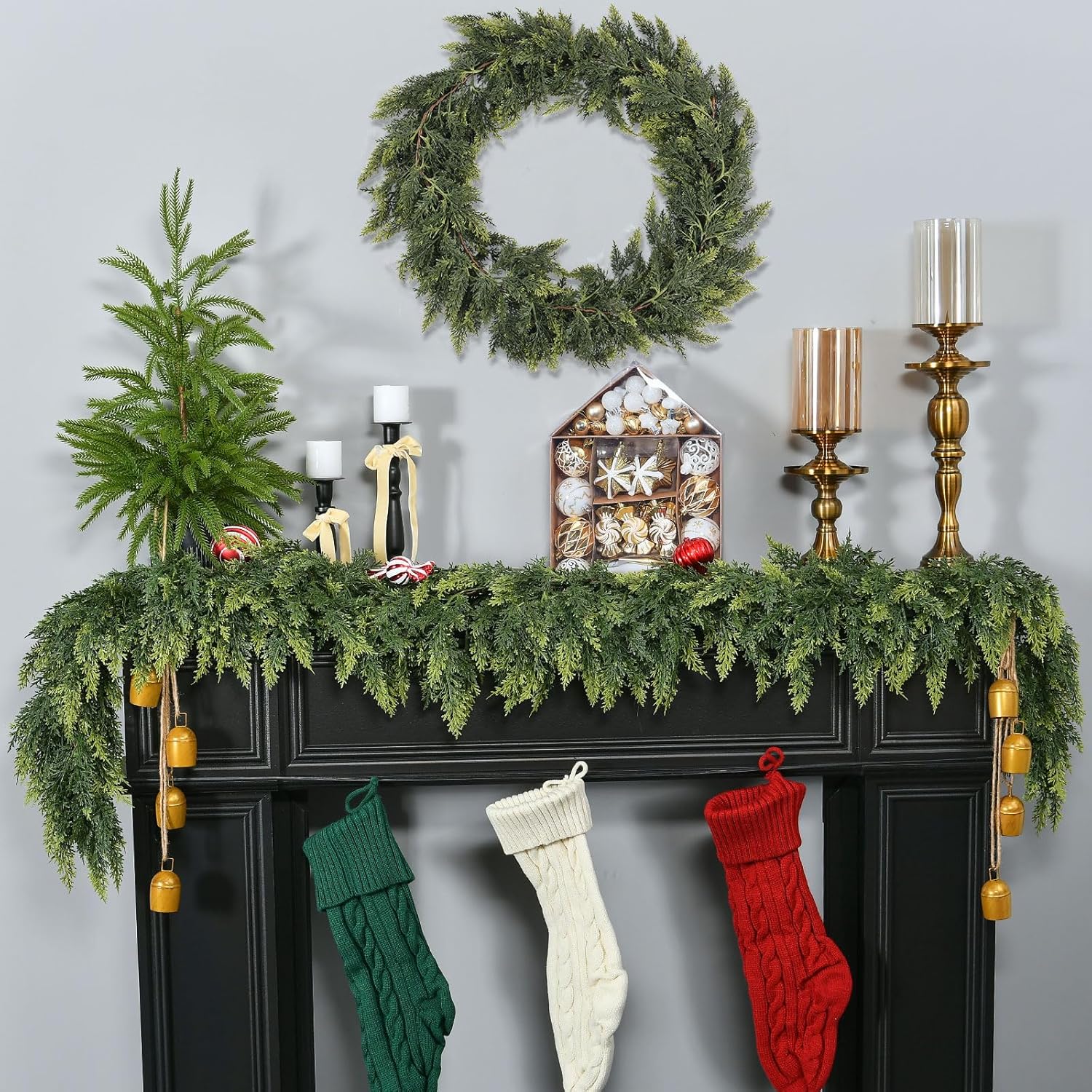 6.2FT Real Touch Christmas Cedar Garland Artificial Realistic Thick and Lush Faux Green Pine Garlands, Classic Christmas Garland for Mantle, Fireplace, Table, Outdoor Indoor Christmas Decorations - Image 4
