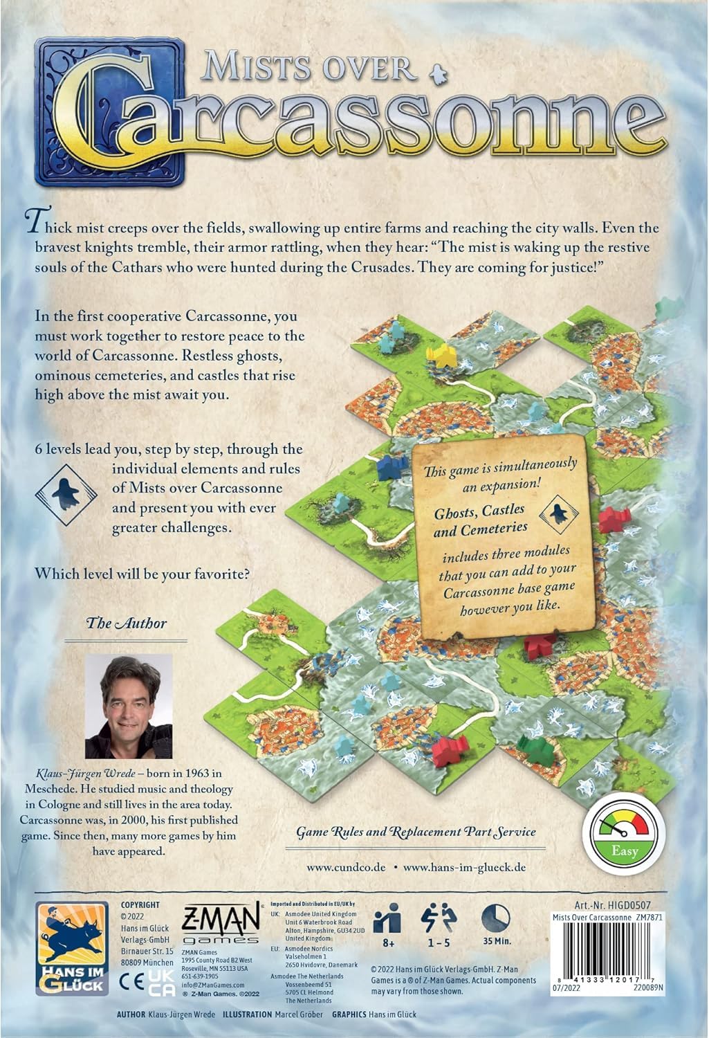 Mists Over Carcassonne - Juego de mesa | Juego de estrategia de construcción de territorios | Juego familiar cooperativo para niños y adultos | A partir de 8 años | 1-5 jugadores | Tiempo de juego