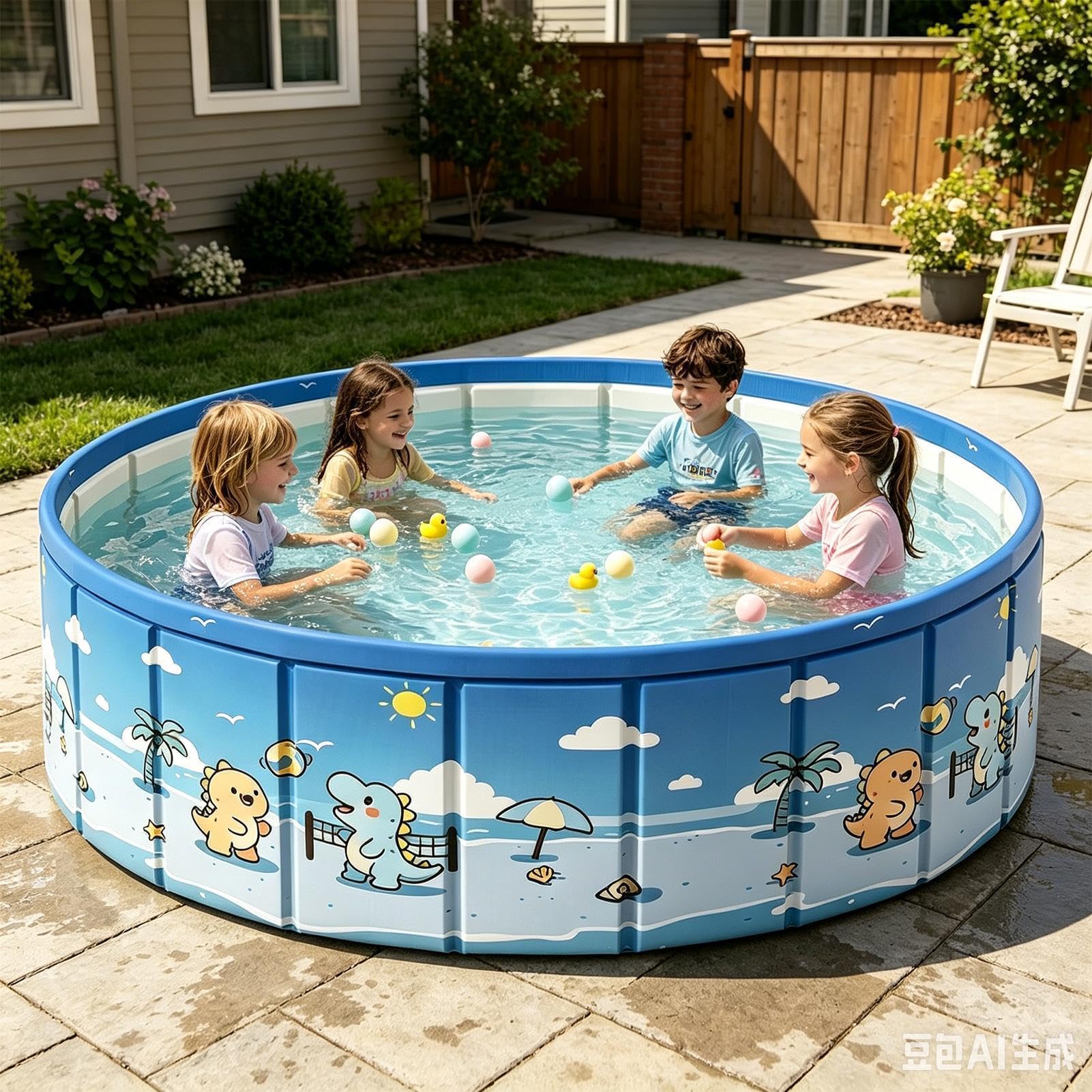 Piscina Pieghevole | Giochi d'acqua all'aperto con tubo di drenaggio 'acqua,Piscina Portatile Antiscivolo,Per Vacanze Estive, Lago, Giardino, Cortile, Giardino Posteriore, Spiaggia