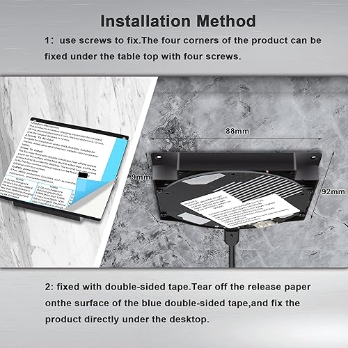 Miniatura 4 de Cargador inalámbrico invisible, para debajo del escritorio, almohadilla de carga inalámbrica de 10 W, cargador de teléfono inalámbrico oculto de