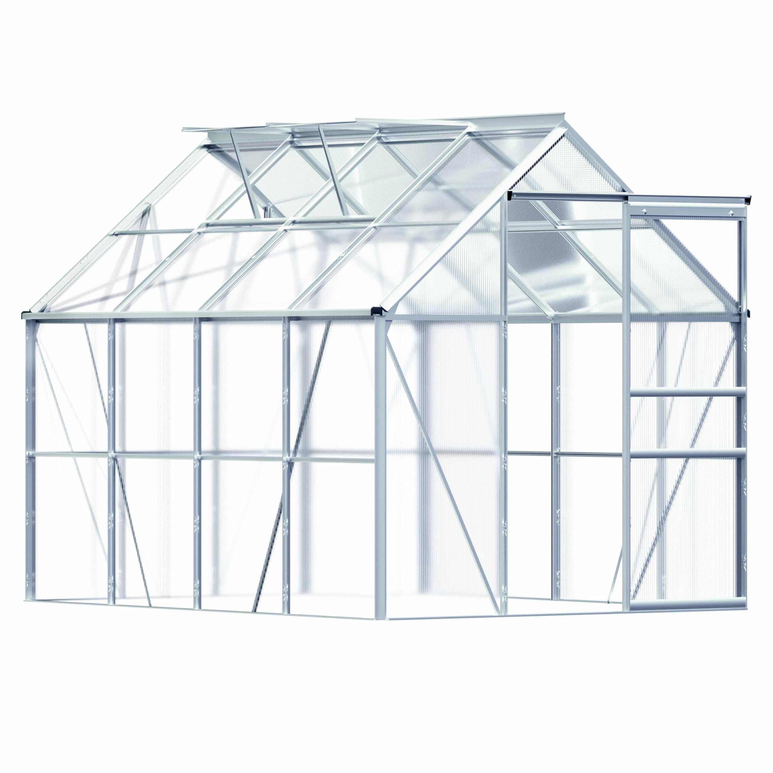 Gardebruk Invernadero de Jardín 4,75m² Vivero Caseta Plantas 250x190x195cm Cultivos Ventanas Policarbonato