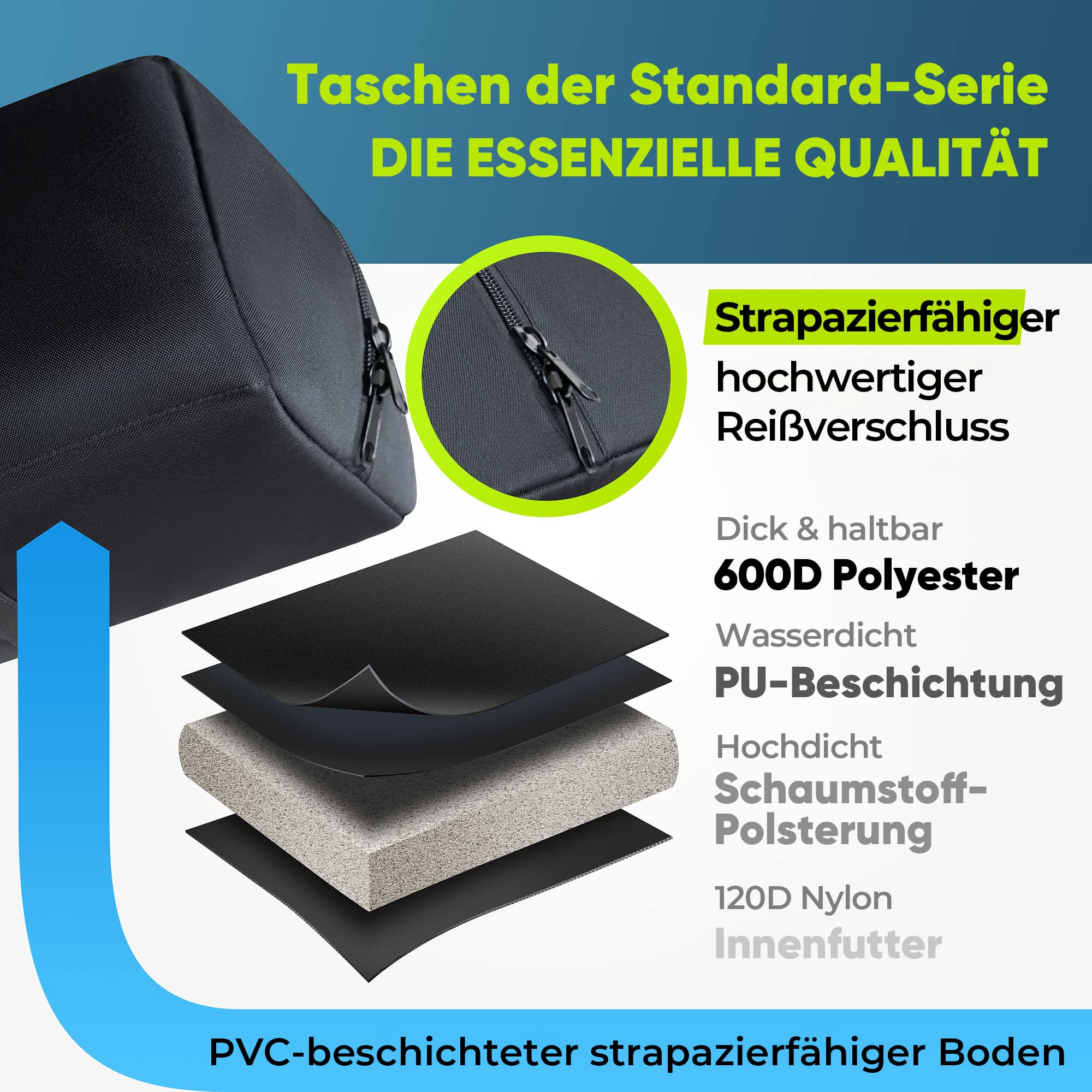 Mehrzweck-Teleskoptasche, stoßdämpfende Teleskop-Tragetasche mit verstellbarem Schultergurt und extra Stauraum, wasserabweisend (99x31x31 cm)