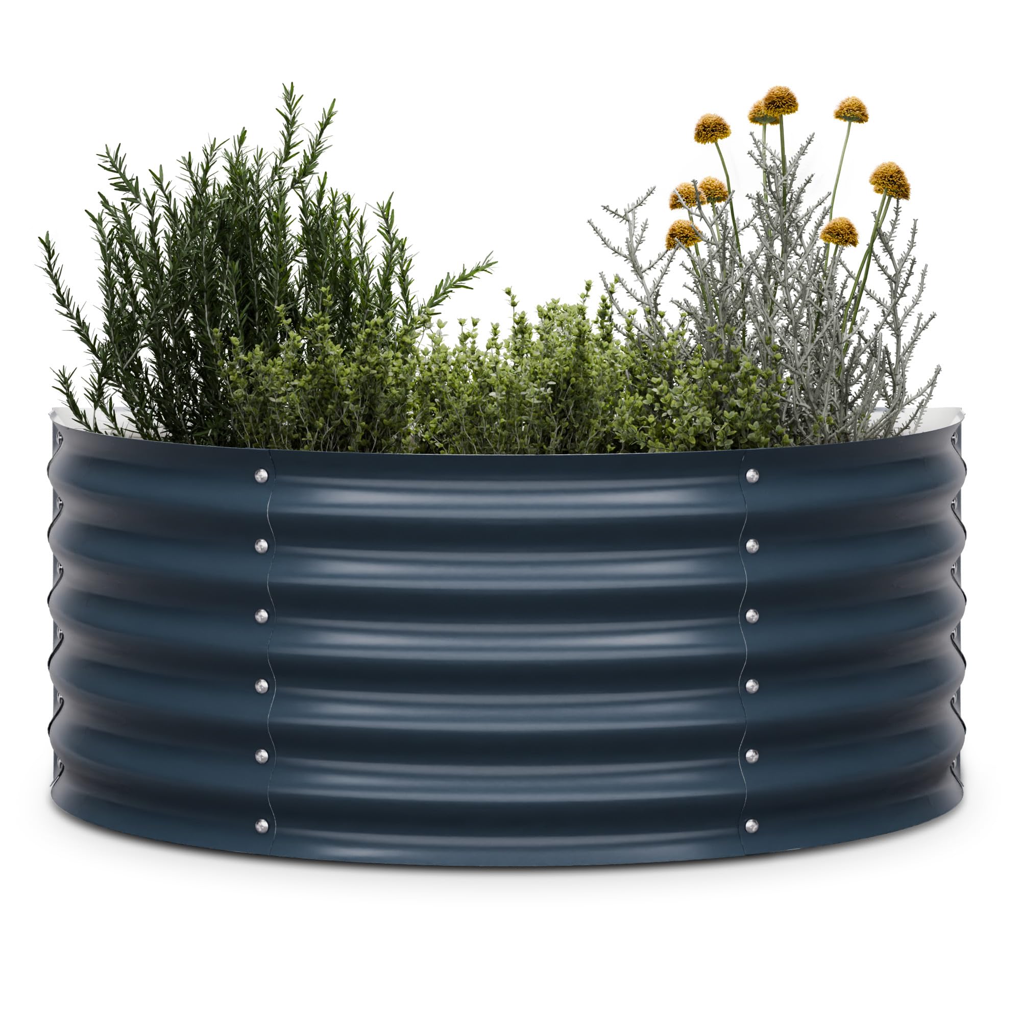 Blumfeldt Anthracite High Grow Half Circle Raised Bed For Garden, Ergonomic 200L Planter In Frost & Rust-Proof Galvalume Steel, 43Cm Height For Easy Gardening – Metal Design, Quick Assembly