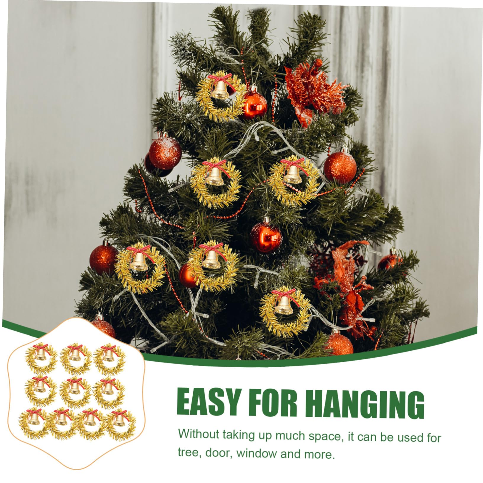 Alipis 50 Pz decorazione natalizia ciondolo campana di Natale ciondoli natalizi pendenti natalizi ciondolo natalizio oggetti di scena per campane appese a Natale plastica