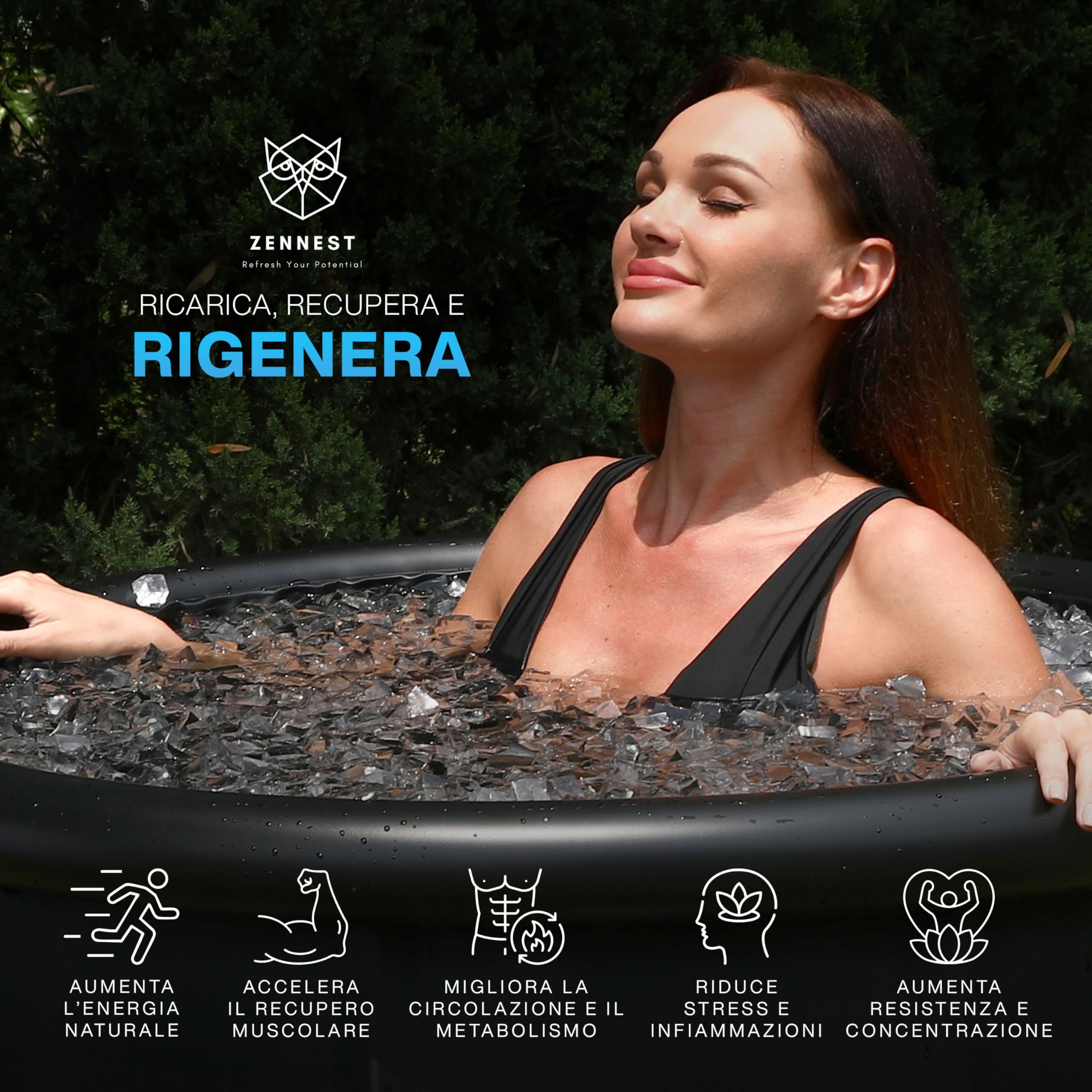 Vasca Ghiaccio 90 cm – XL Ice Bath Esterno con Isolamento a 6 Strati, Vasca Gonfiabile per Doccia Adulti, Portatile Ice Tub per Crioterapia e Ingegneria Tedesca, eBook Incluso