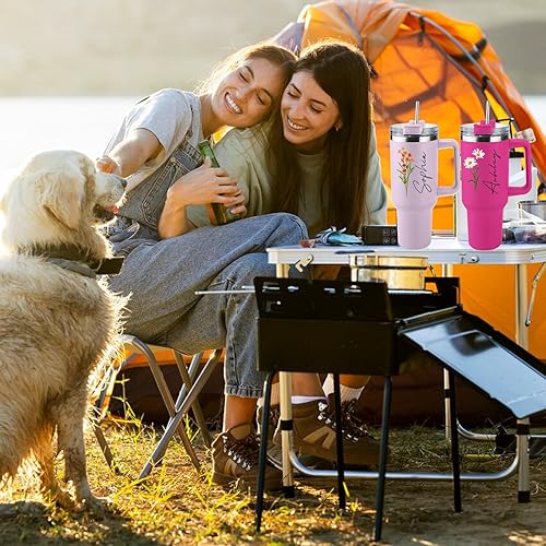 Miniatura 6 de Elemtansy Personalized 40 Oz Tumbler with Handle and Straw, Custom Insulated Stainless Steel Tumbler with Name Travel Coffee Mug Birthday Gifts for