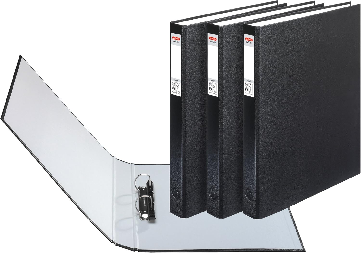 Herlitz max.File Protect A4 2 Ring Binder - Black (3 Pieces)