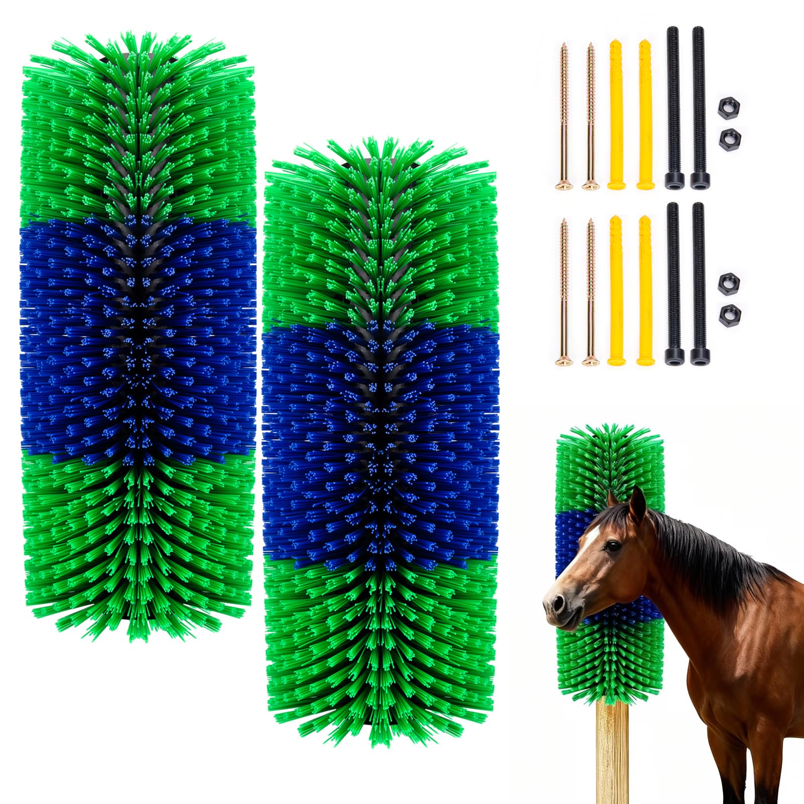 Spazzola per Tiragraffi per Bestiame,OJTOJT Spazzola per Cavalli 44X20X10CM Tiragraffi per Mucche Spazzola per Mucca per Alleviare Prurito alla Schiena,per Cavalli,Maiali (44X20X10CM, unità, 2)