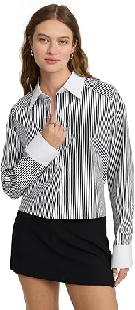 EXPRESS Womens Cotton Poplin Cropped Portofino Shirt