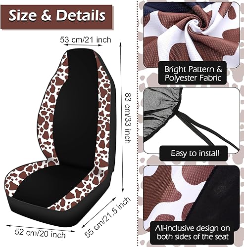 Miniatura 33 de Frienda Juego completo de 13 fundas de asiento de automóvil con estampado de vaca para mujeres y hombres, accesorios de automóvil con estampado