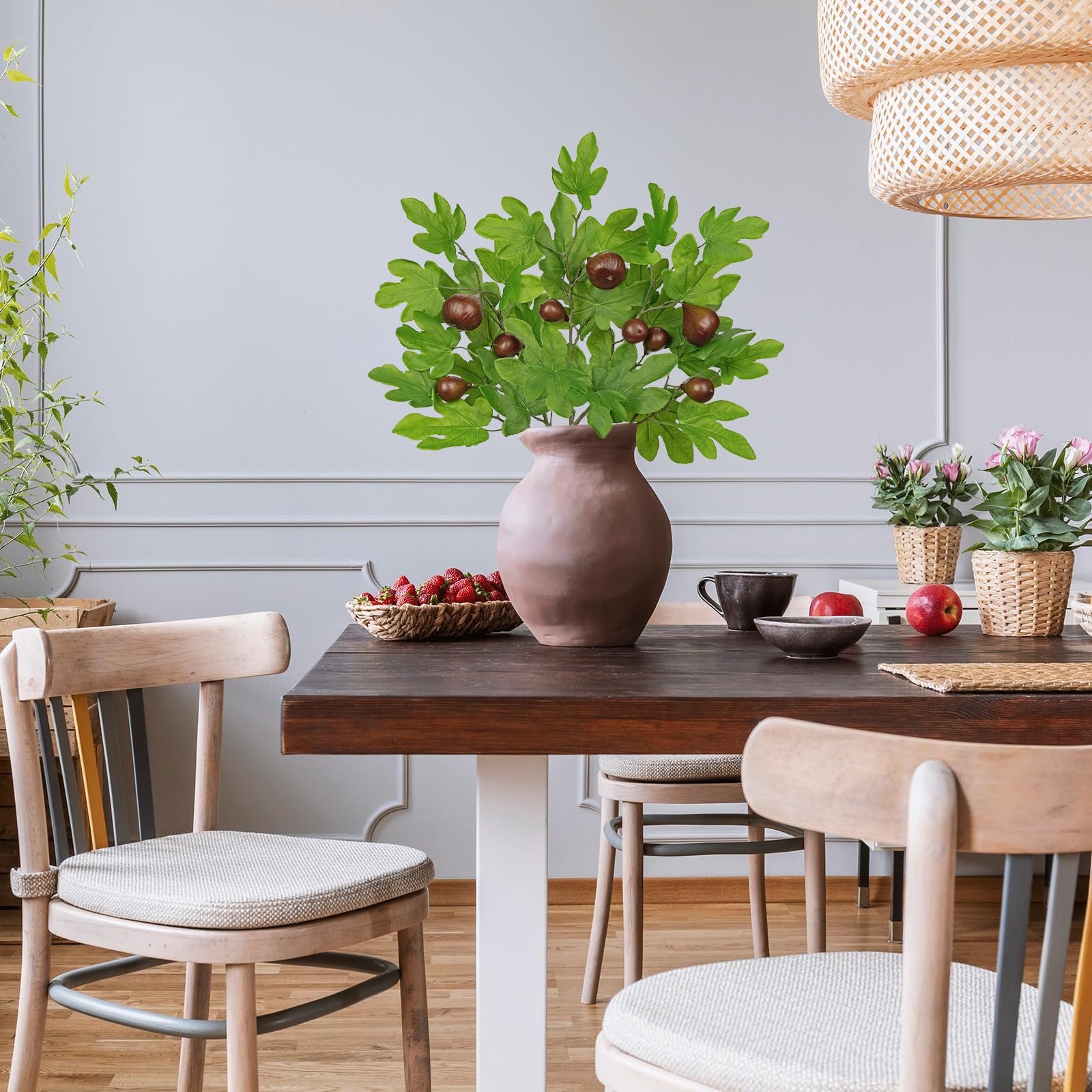 Set Di 4 Rami Di Ficus Artificiali Alti 72 Cm - Finto Verde Per Decorazione Casa, Ufficio E Giardino