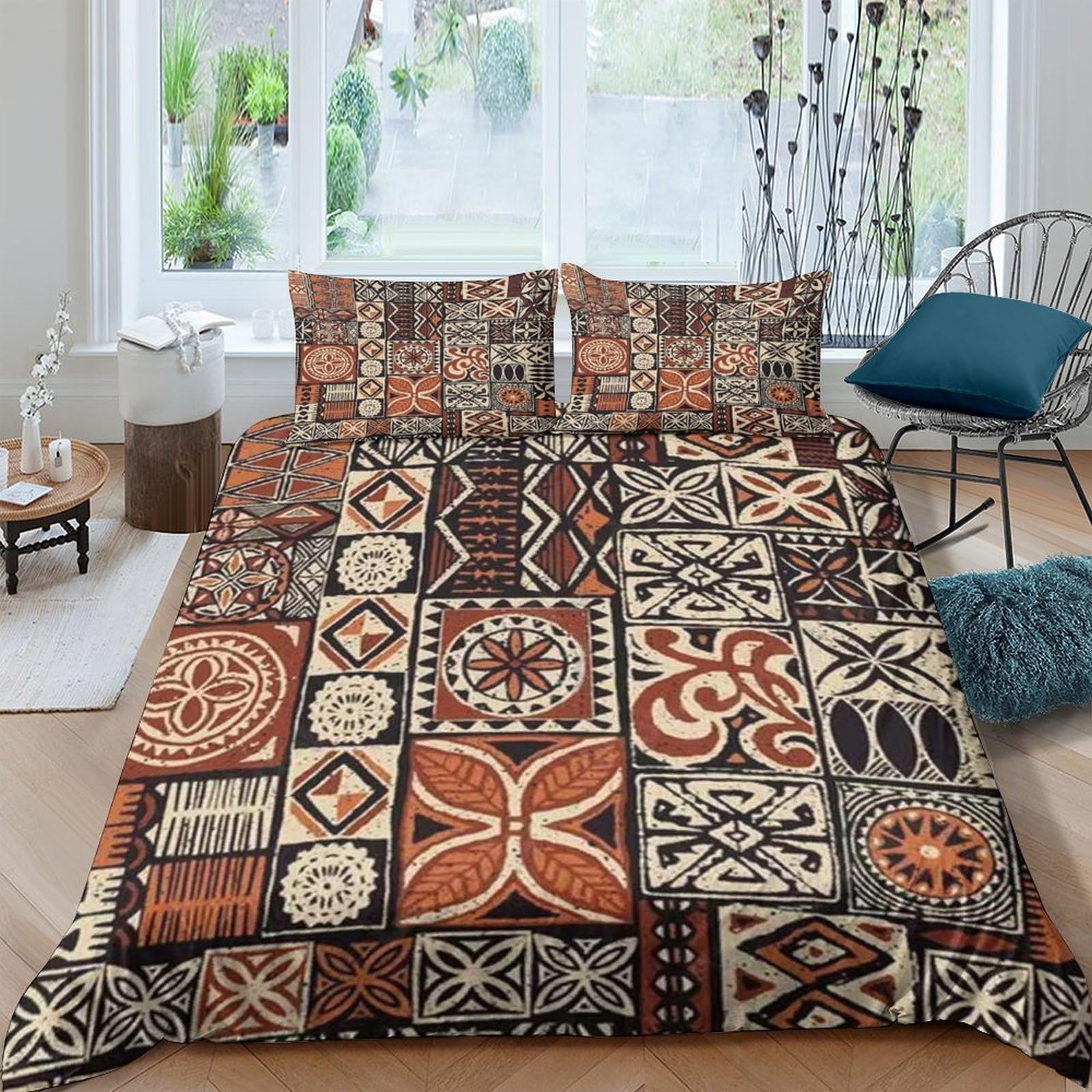 Ctjqhvkz Style-6 3D Printed Ethnic Patchwork Fitted Sheet Microfiber Soft Breathable Geometric Tribal Bed Cover For Bedroom Guest Room Single（135X200cm）