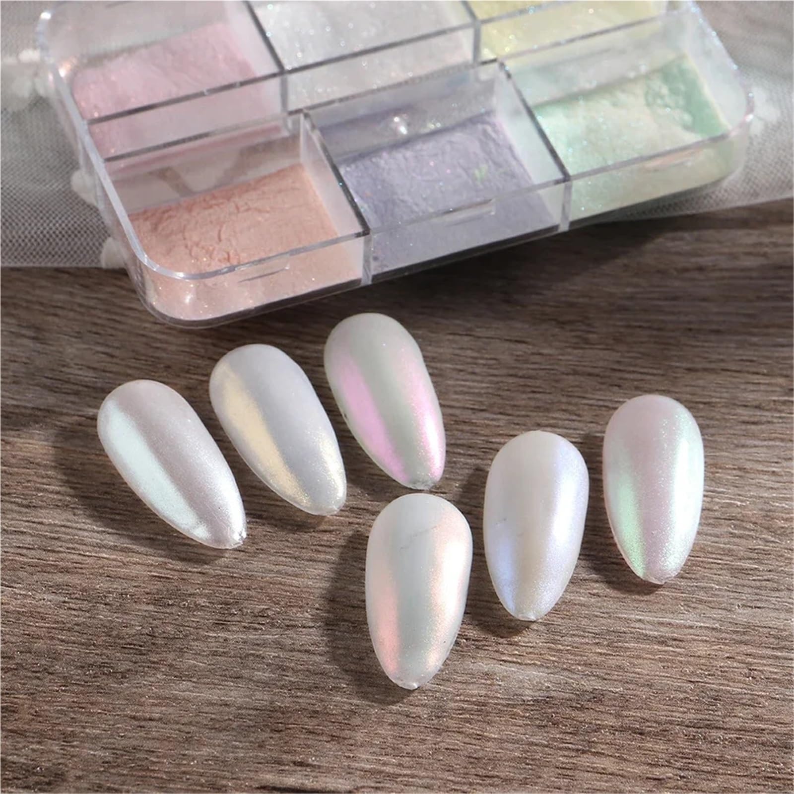 Polvere cromata unghie Polvere for unghie a specchio al chiaro di luna Pigmenti metallici effetto cromo Smalto gel Polvere laser Glitter Aurora Shiny Pearl Nail manicure per Manicure(1909-50)