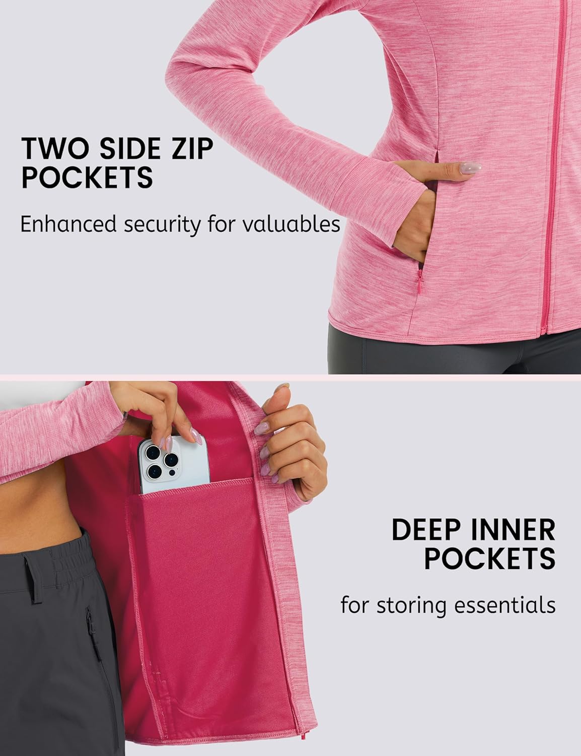 MAGCOMSEN Women's UPF 50+ Athletic Jackets Full Zip Lightweight Workout Jacket SPF Sun Protection Shirts Hiking Running - Image 4